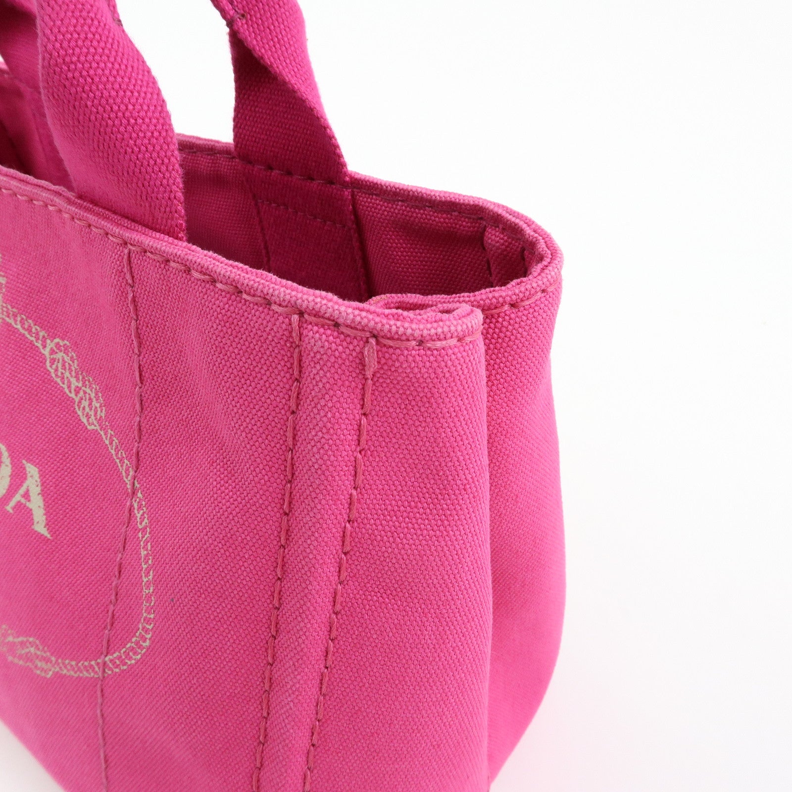 PRADA Triangle Logo Canapa Mini Canvas 2Way Hand Bag Pink B2439G