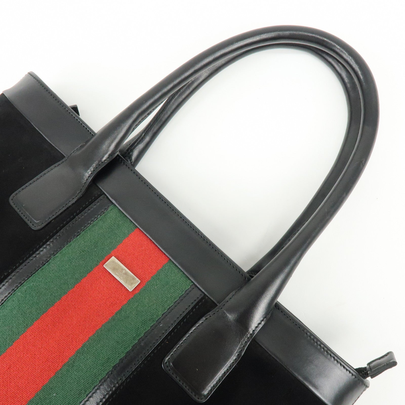 GUCCI Sherry Suede Leather Shoulder Bag Tote Bag Black 33890