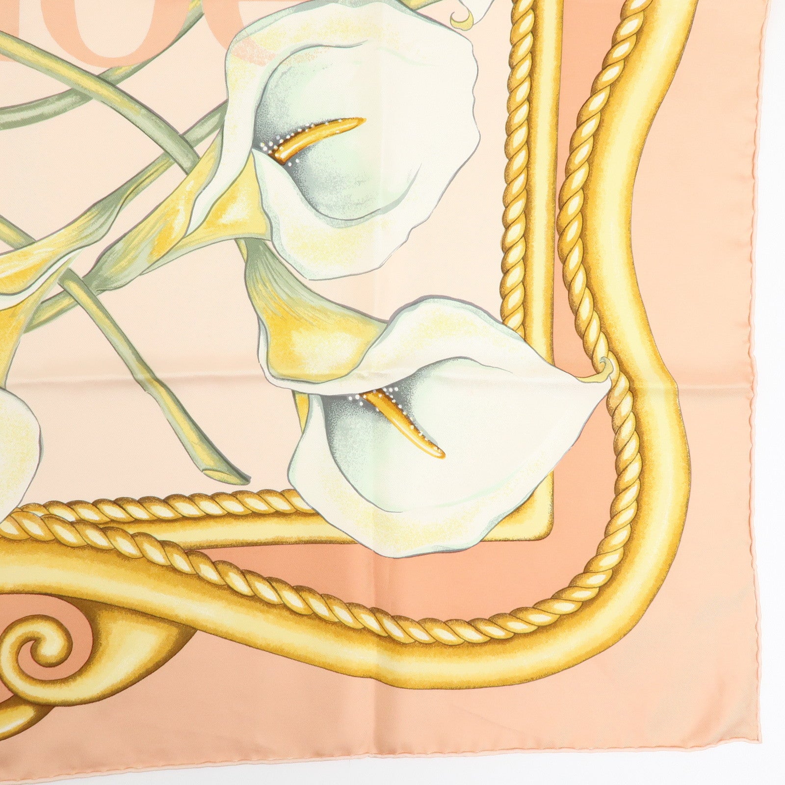 Chloe Silk100% Flower Print Scarf Shawl Pink Beige