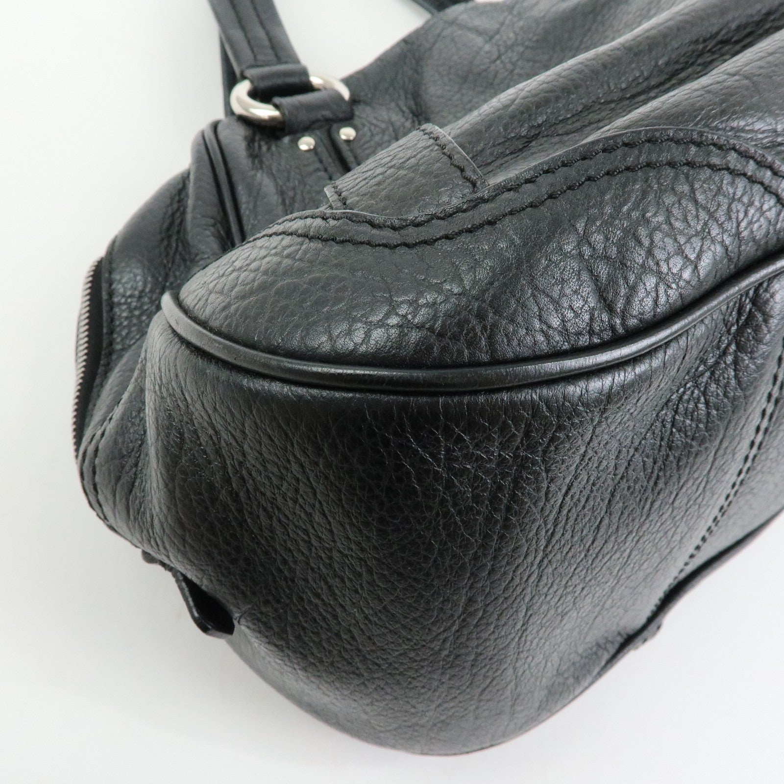 CELINE Macadam Leather Shoulder Bag Hand Bag Black