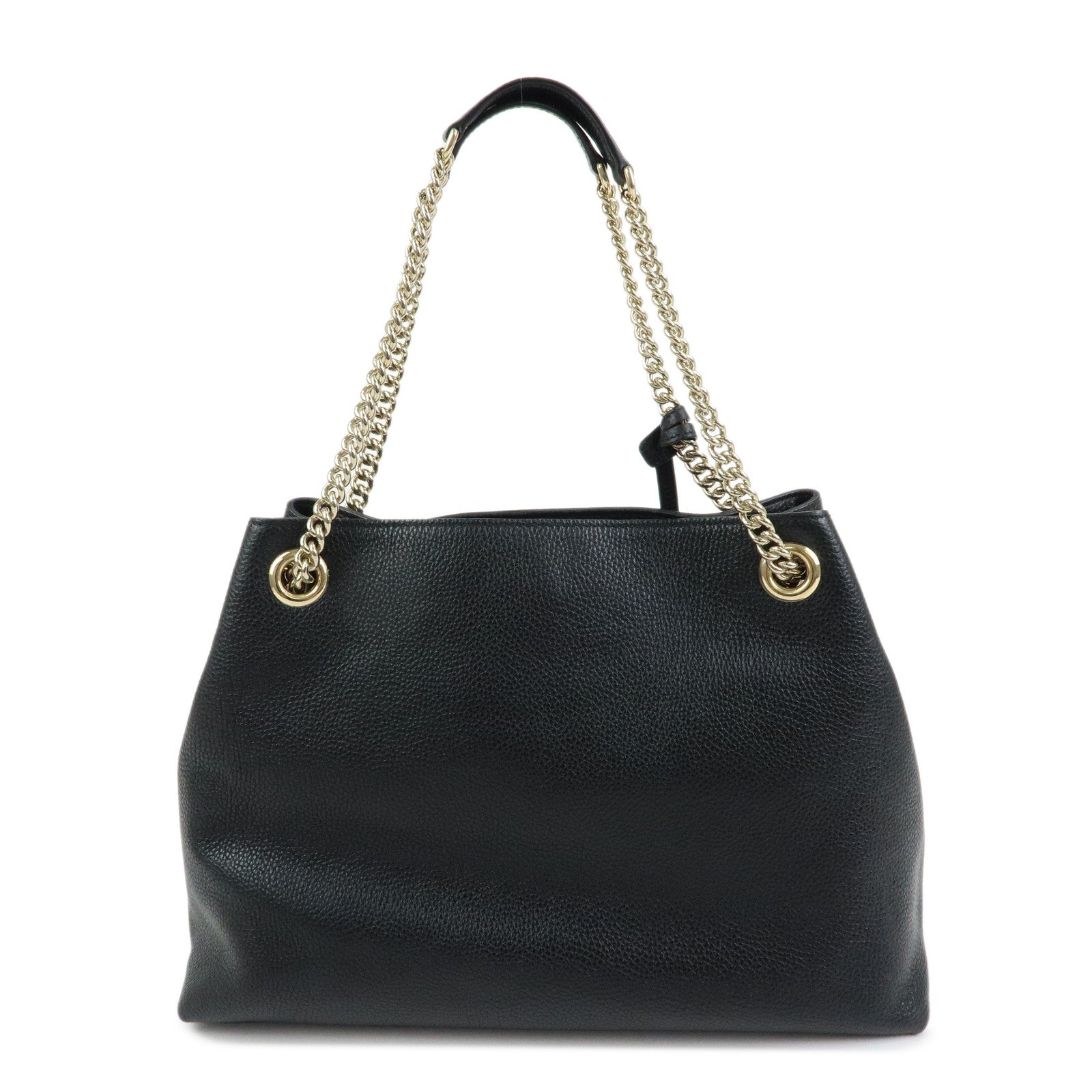 GUCCI SOHO Interlocking G Leather Chain Shoulder Bag Black 536196
