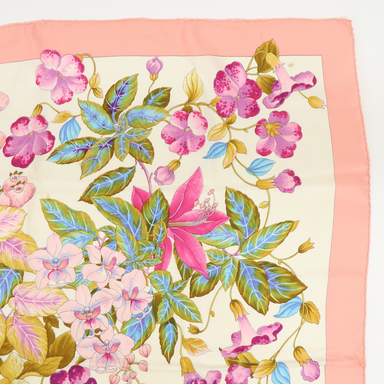Christian Dior Set of 2 Silk 100% Scarf Flower Cat Paisley Pink Black