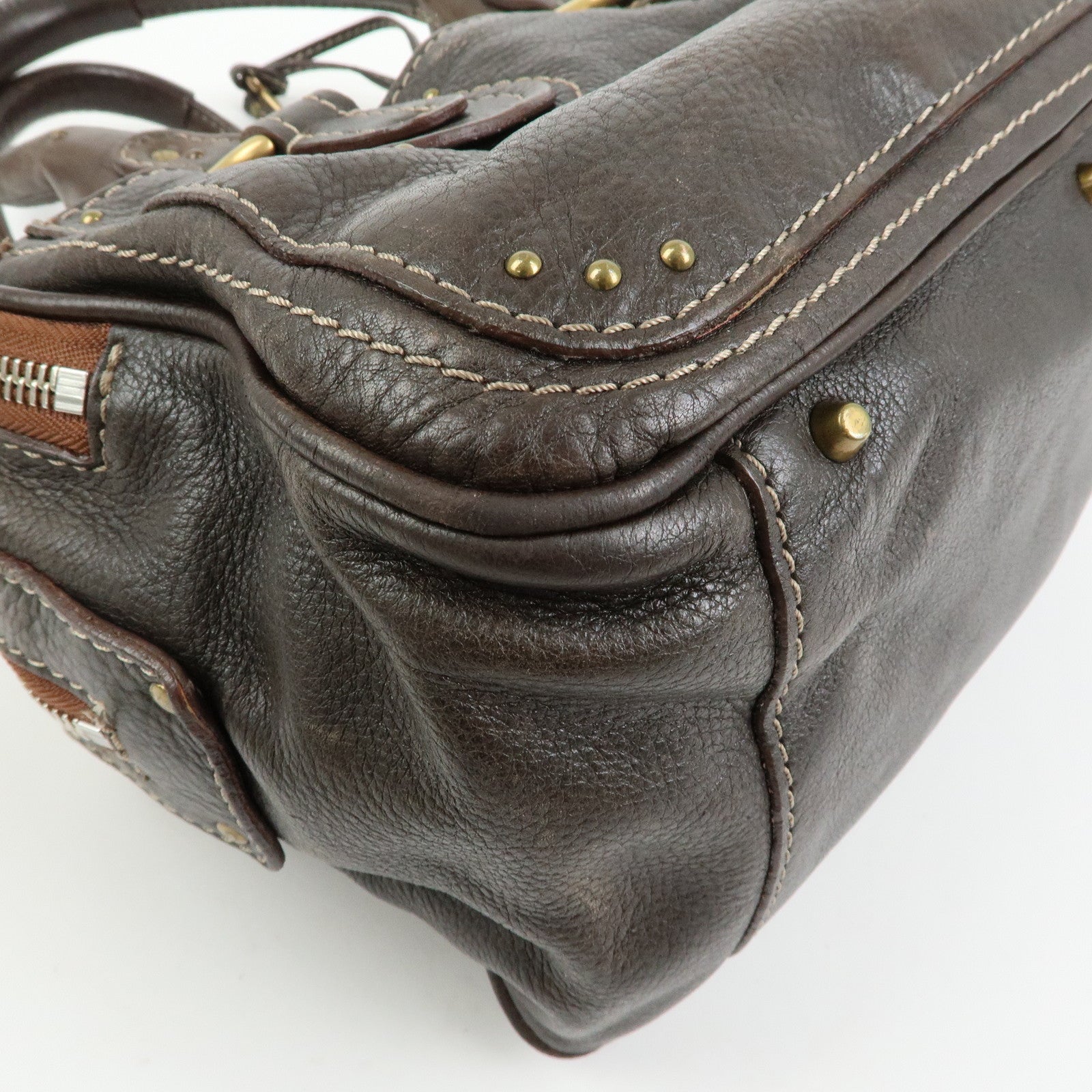 Chloe Paddington Leather Mini Hand Bag Shoulder Bag Brown