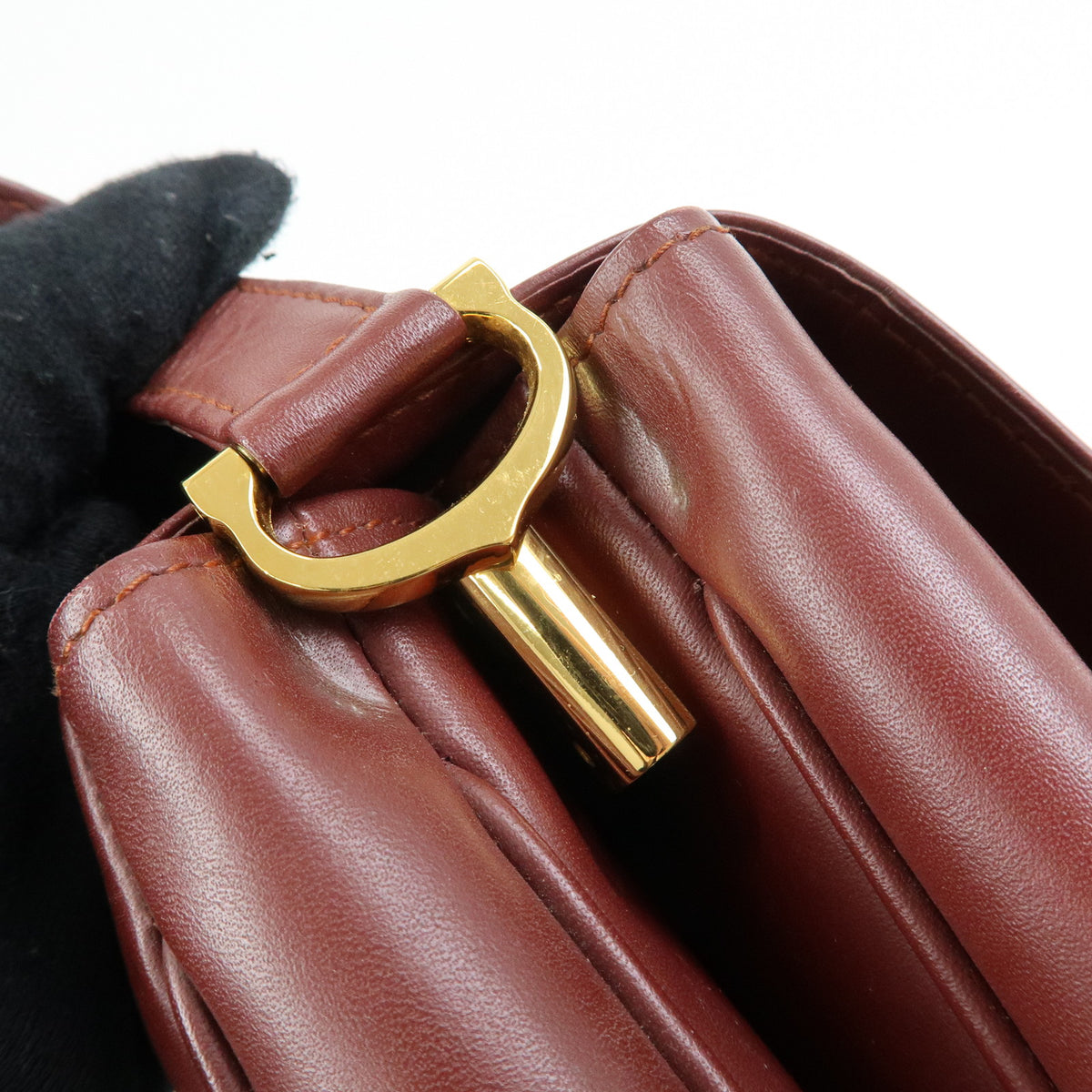 Cartier Must de Cartier Leather Shoulder Bag Crossbody Bag Bordeaux