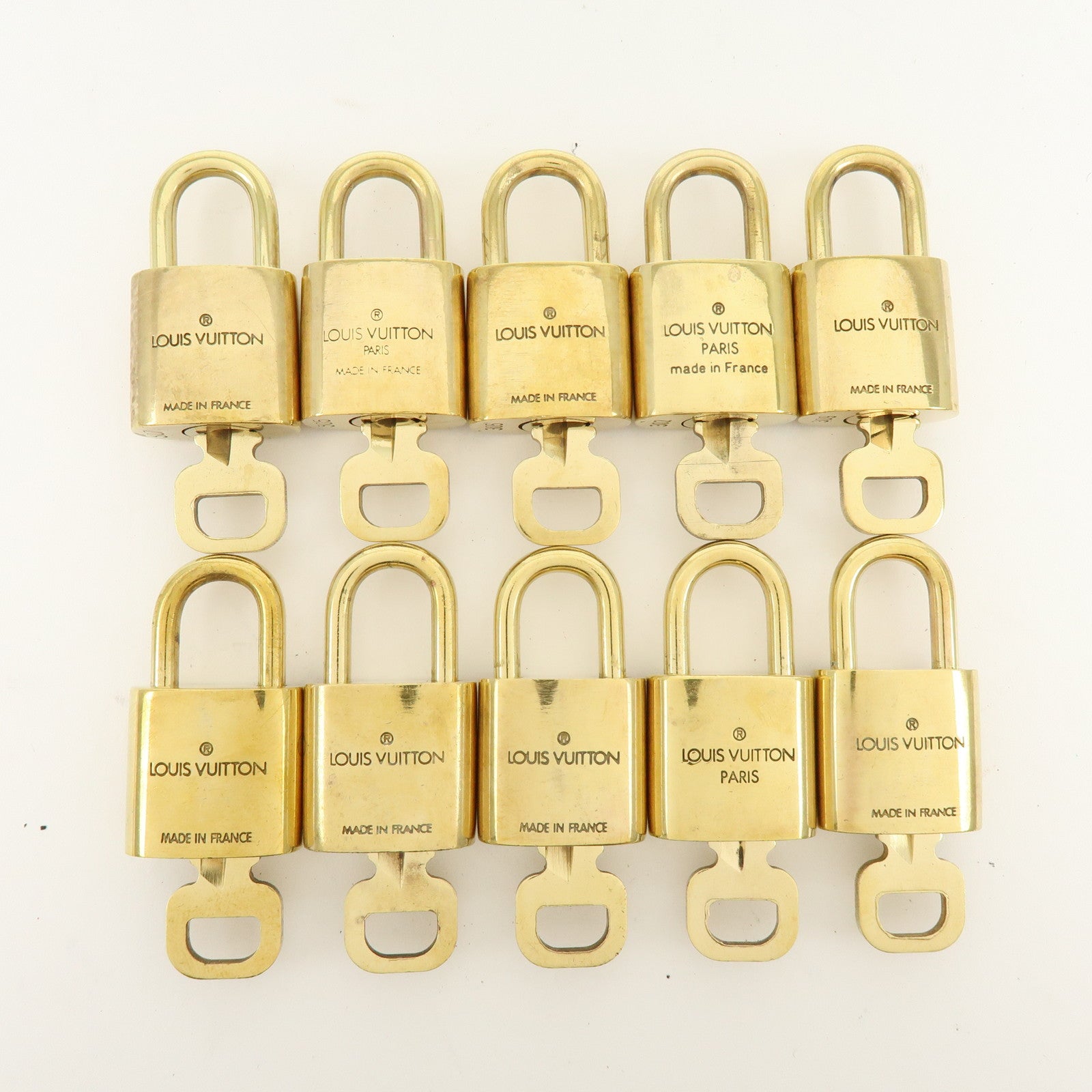 Louis Vuitton Lot of 10 Metal Lock & Key Cadena Key Lock Gold