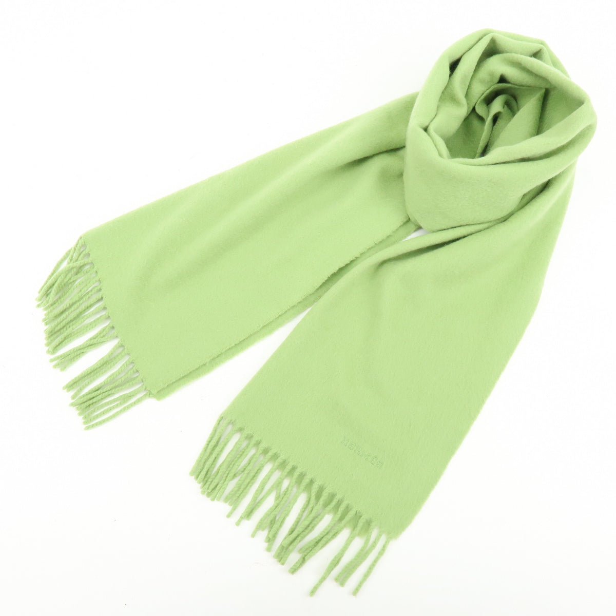 HERMES Cashmere 100% Scarf Shawl Stole Light Green