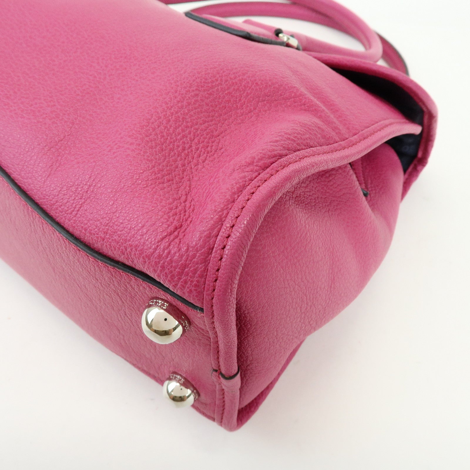 LOEWE Anagram Leather Hand Bag Shoulder Bag Mini Boston Bag Pink