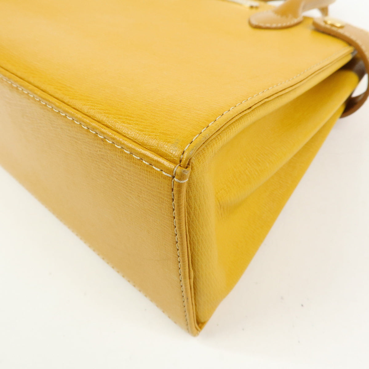BURBERRY Leather Mini Hand Bag Tote Bag Yellow