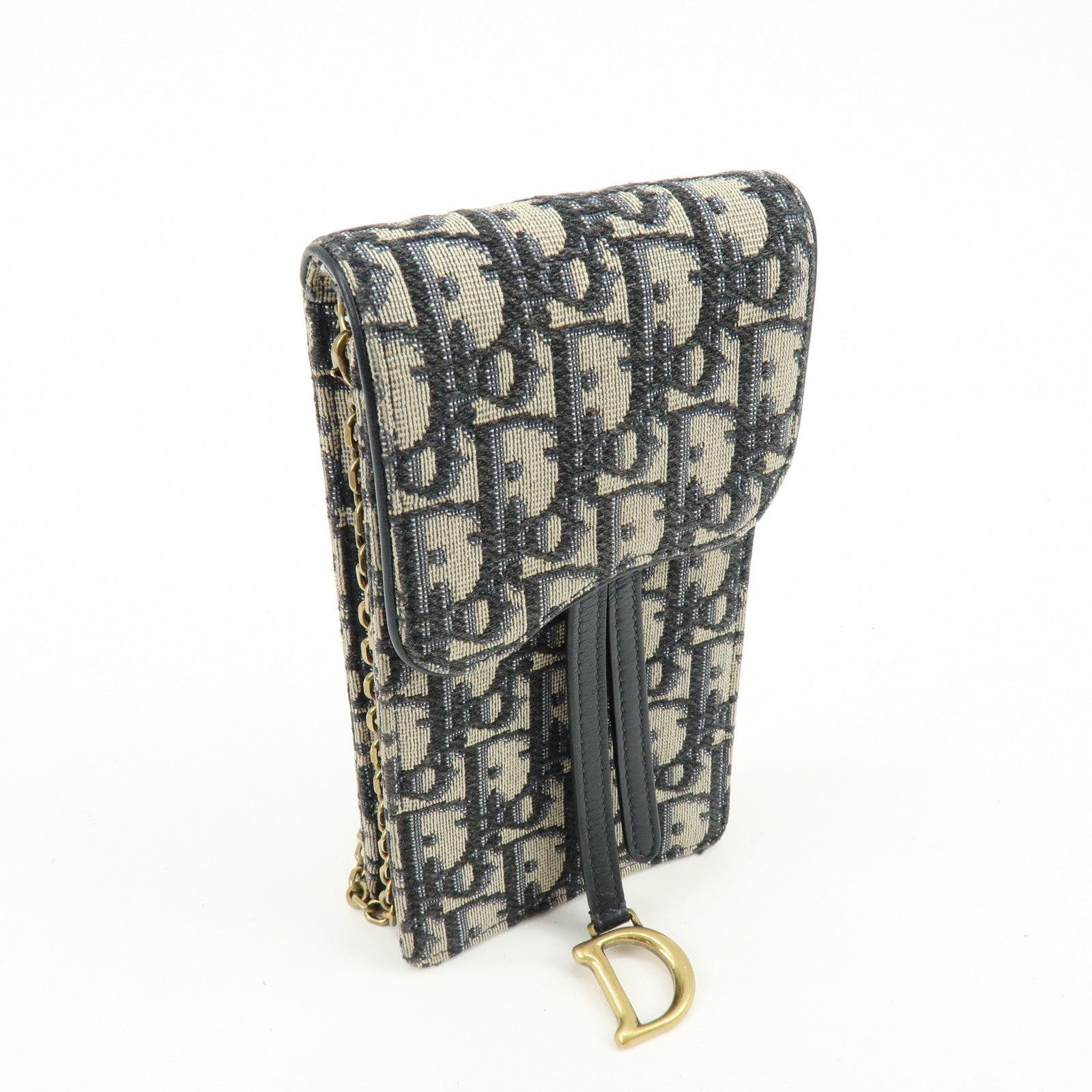 Christian Dior Oblique Jacquard Leather Vertical Saddle Shoulder Pouch