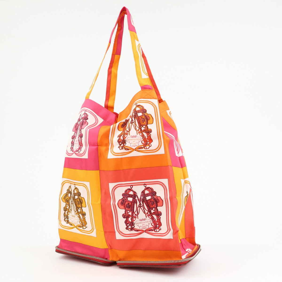 HERMES Buffle Skipper Silk 100% Silky Pop Foldable Tote Bag □L Stamped