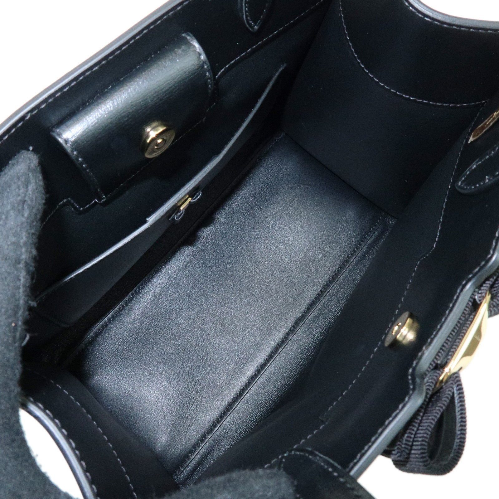 Ferragamo Vara Ribbon Leather 2Way Bag Hand Bag Black AU-21 1290