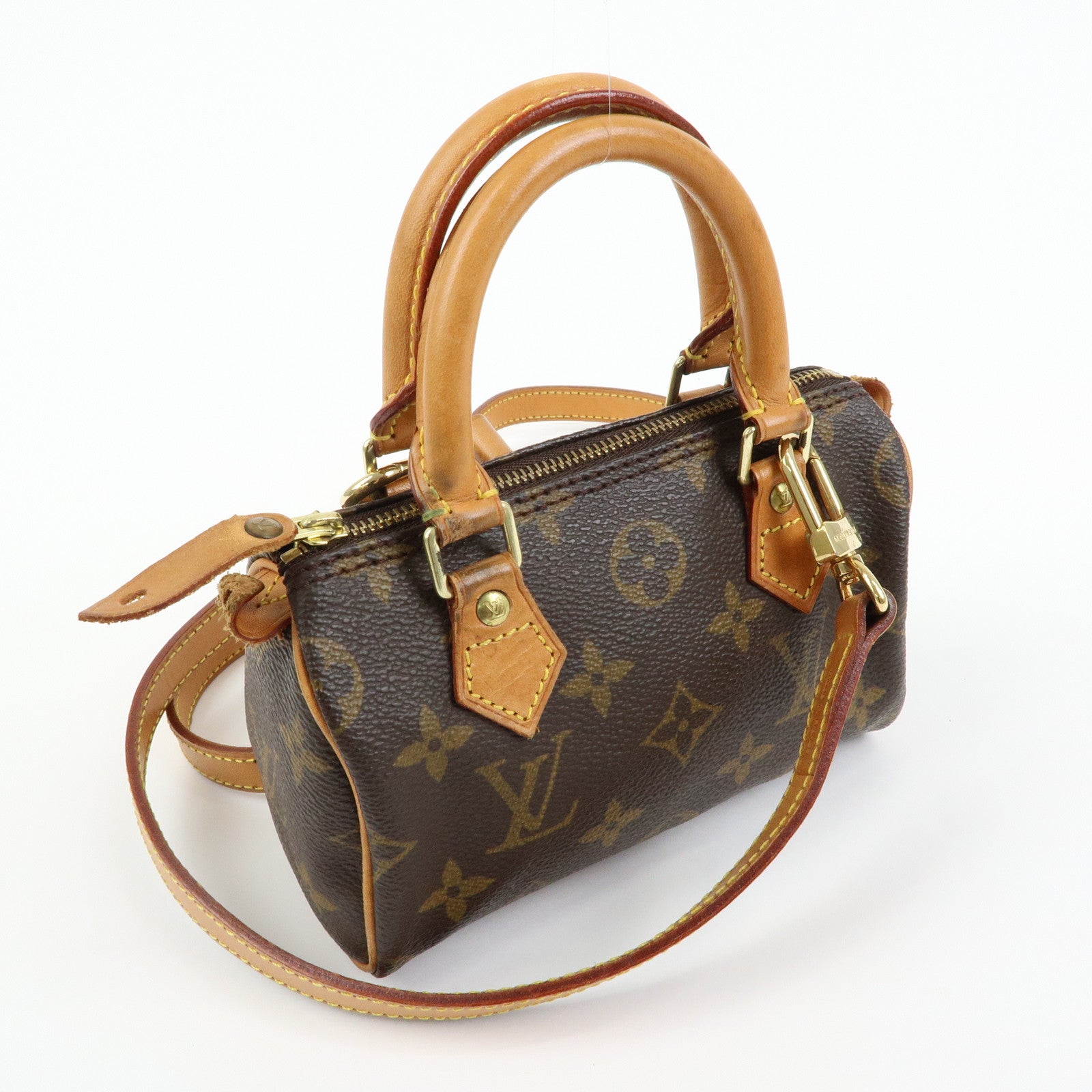 Louis Vuitton Monogram Mini Speedy Canvas Hand Bag & Strap M41534