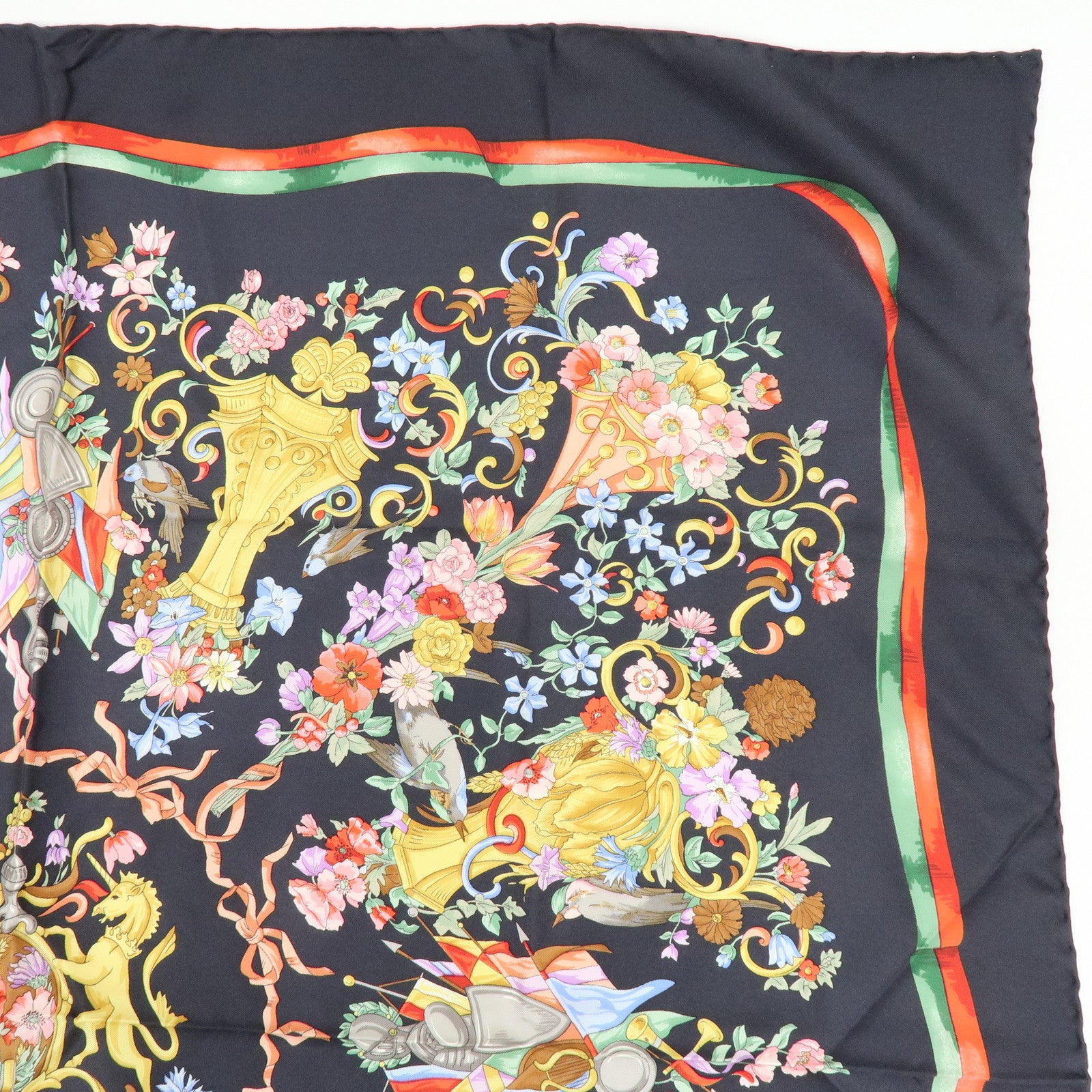 GUCCI Lot of 2 Silk 100% Scarf Black Red Yellow Pink Brown