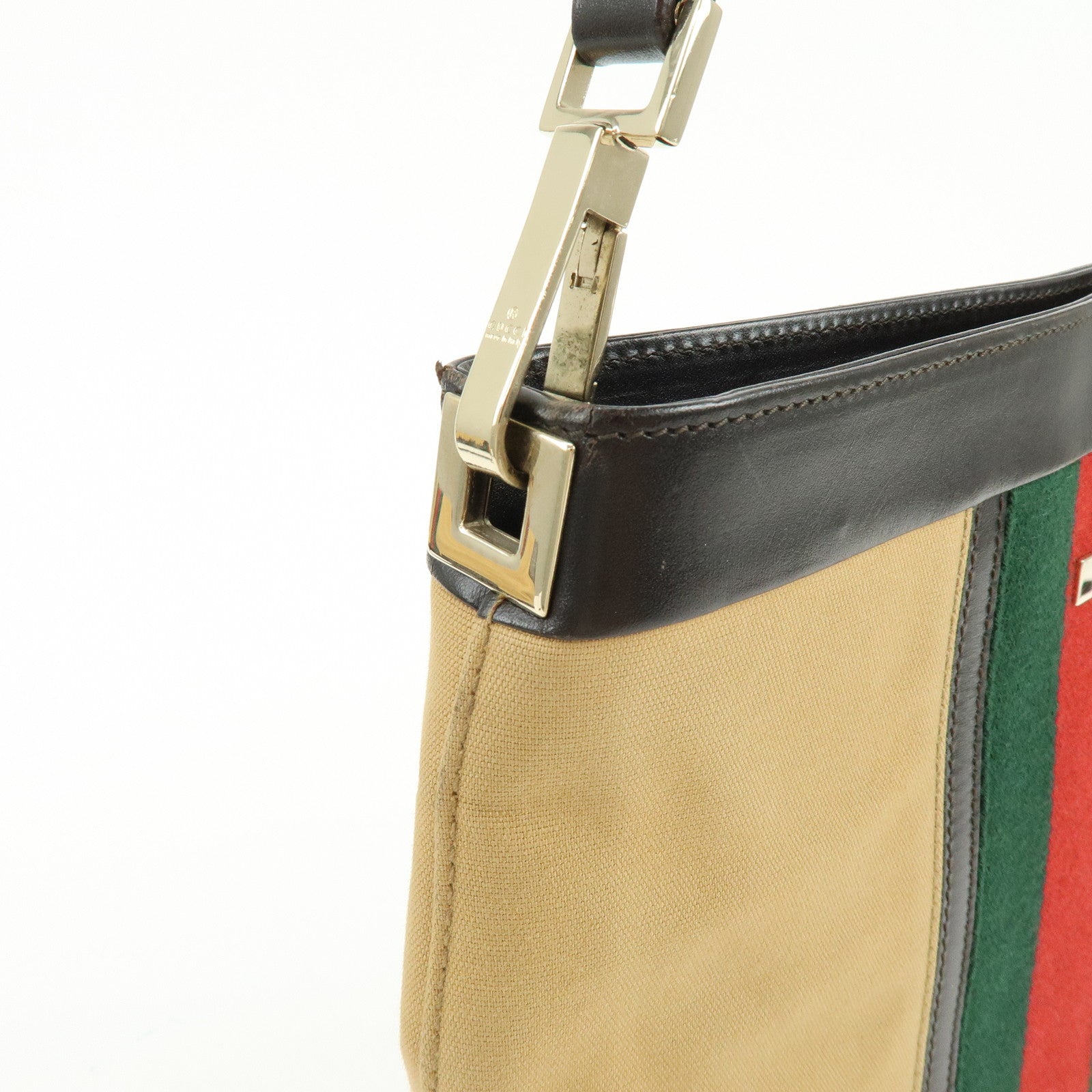 GUCCI Sherry Canvas Leather Shoulder Bag Beige Brown 001・4231