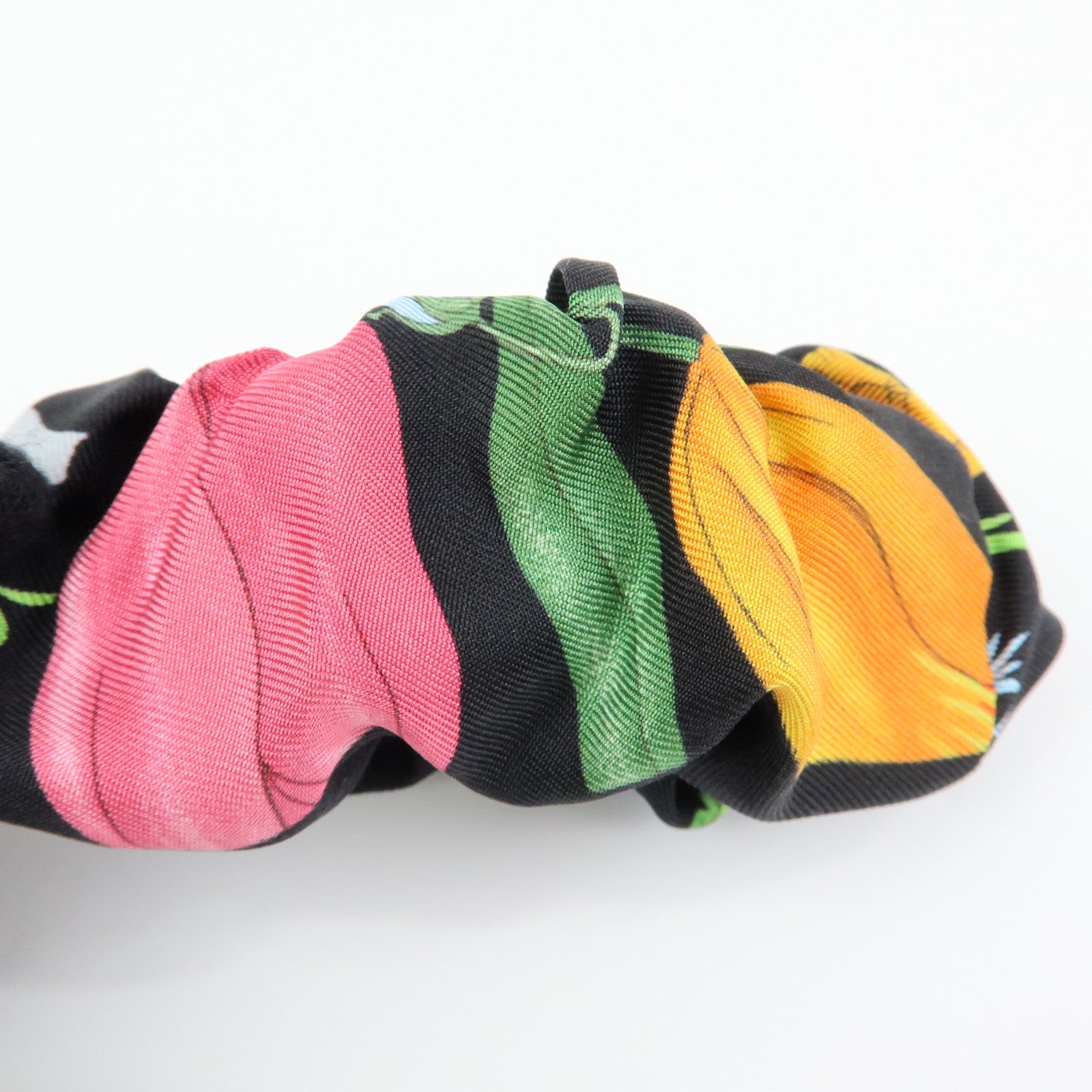 GUCCI Flora Double G Silk 100% Scrunchie Hair Accessory Black