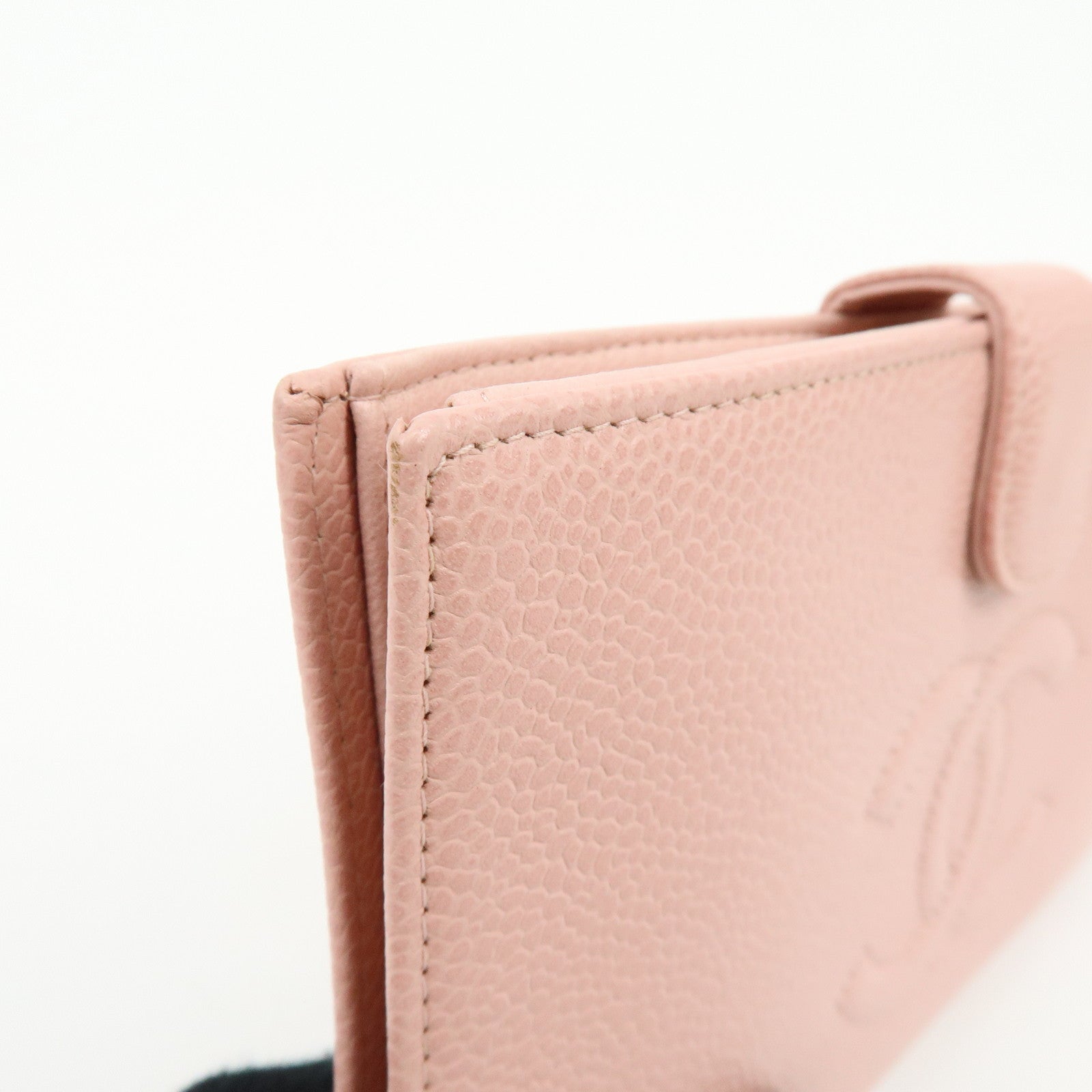 CHANEL COCO Mark Caviarskin Bi-fold Long Wallet Pink A13498