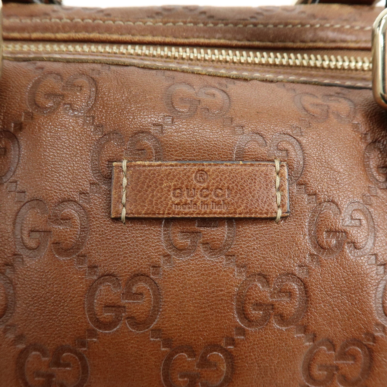 GUCCI Guccissima Leather Boston Bag Hand Bag Brown 193603