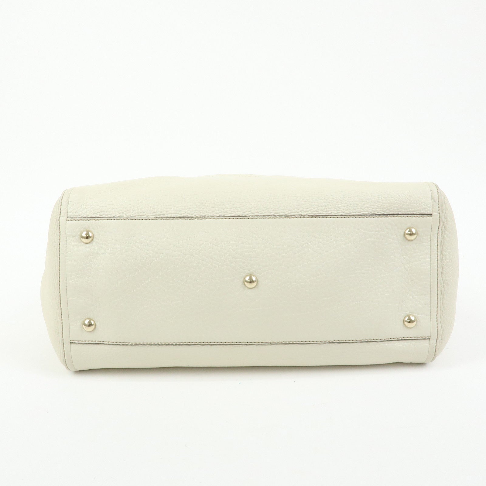 GUCCI SOHO Interlocking G Calf Leather Tote Shoulder Bag Ivory 282309