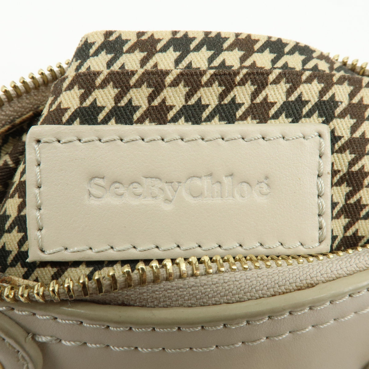 Chloe See By Chloe Joan Leather Hand Bag Clutch Bag Beige