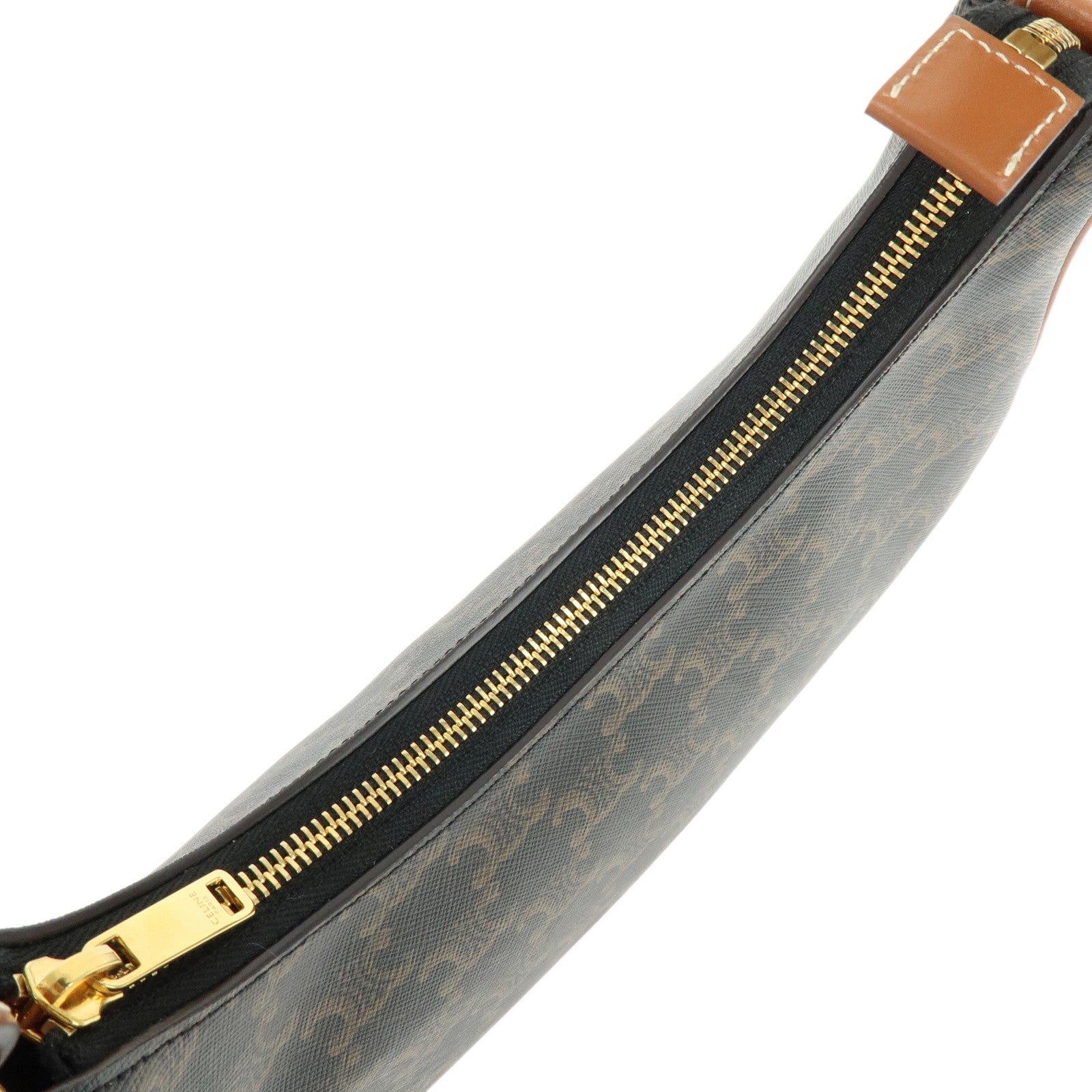 CELINE AVA PVC Leather Shoulder Bag Hand Bag Black Brown