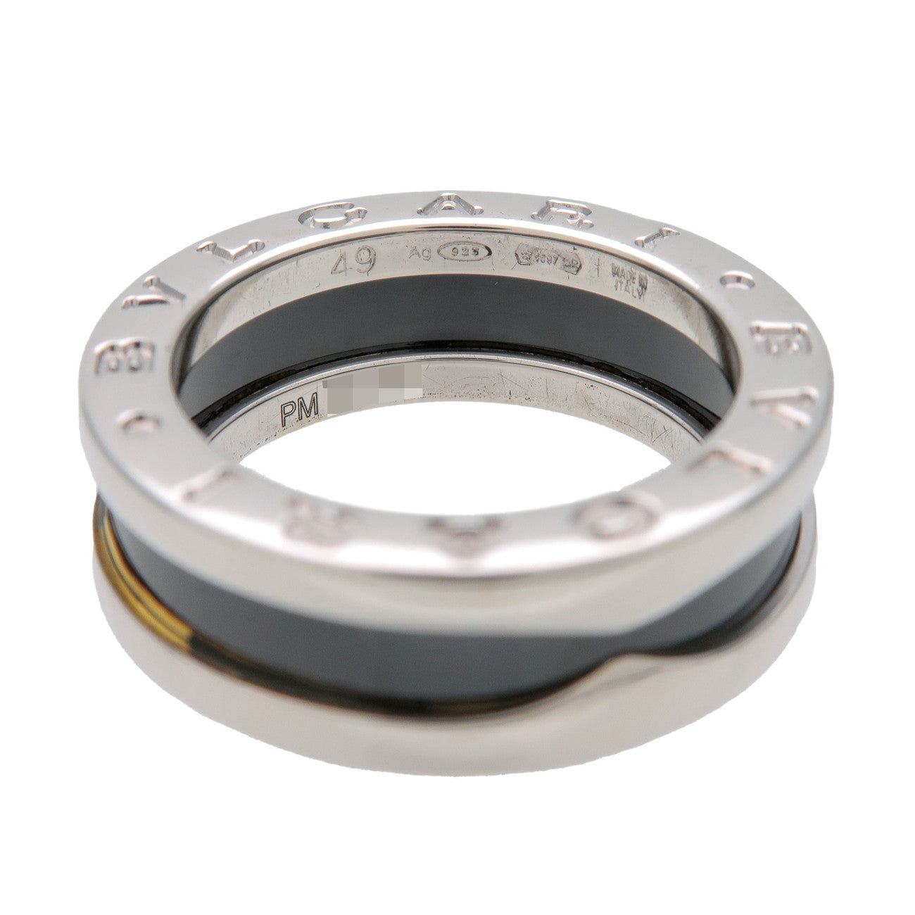 BVLGARI B-Zero1 Save the Children Ring SV925 Black Ceramic #49 US4.5