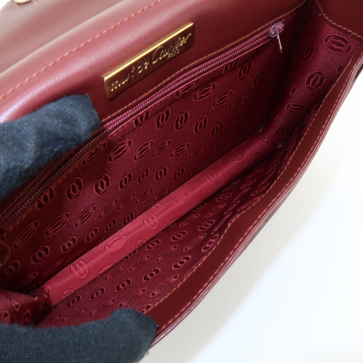 Cartier Must de Cartier Leather Clutch Bag Bordeaux