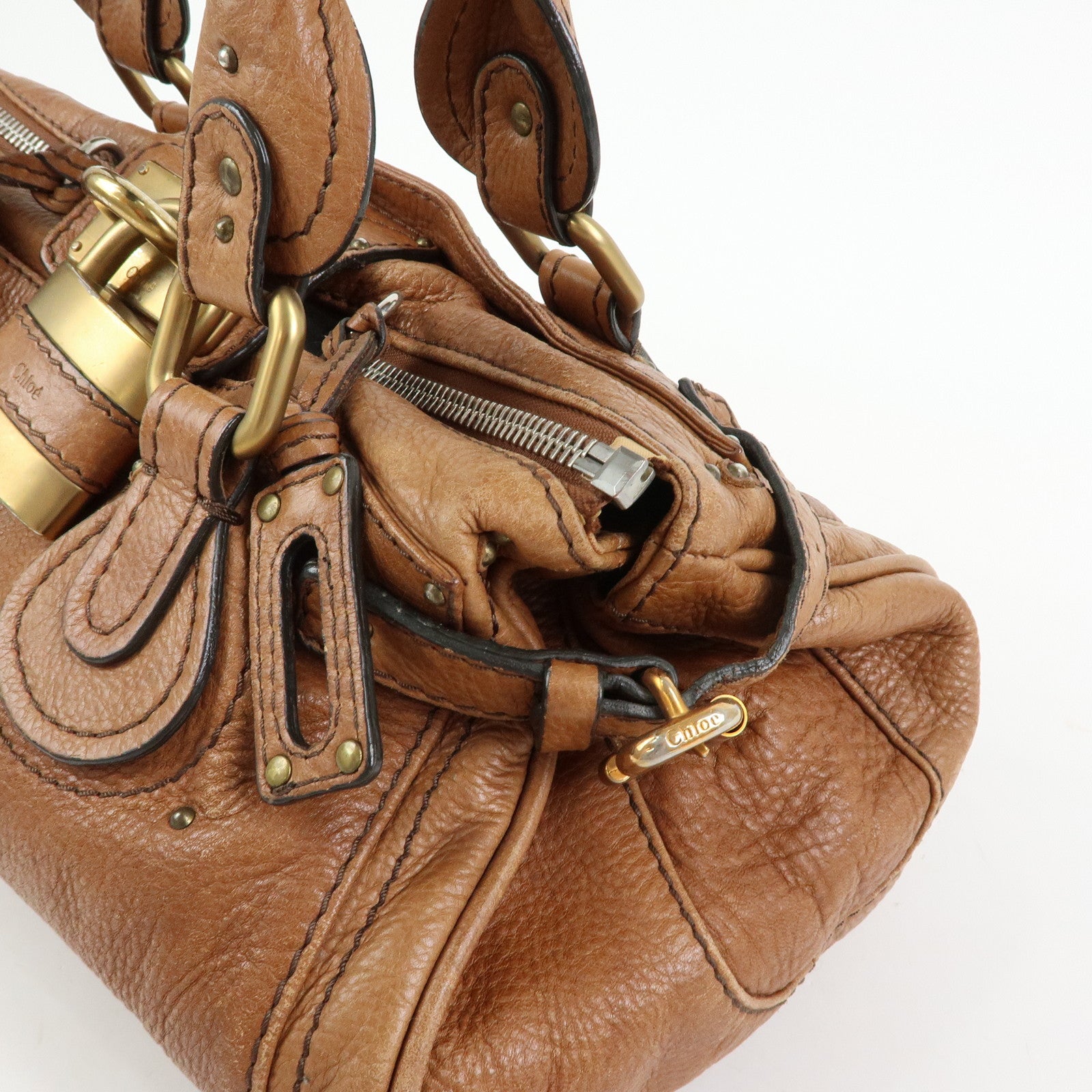 Chloe Paddington Medium Leather Hand Bag Shoulder Bag Brown