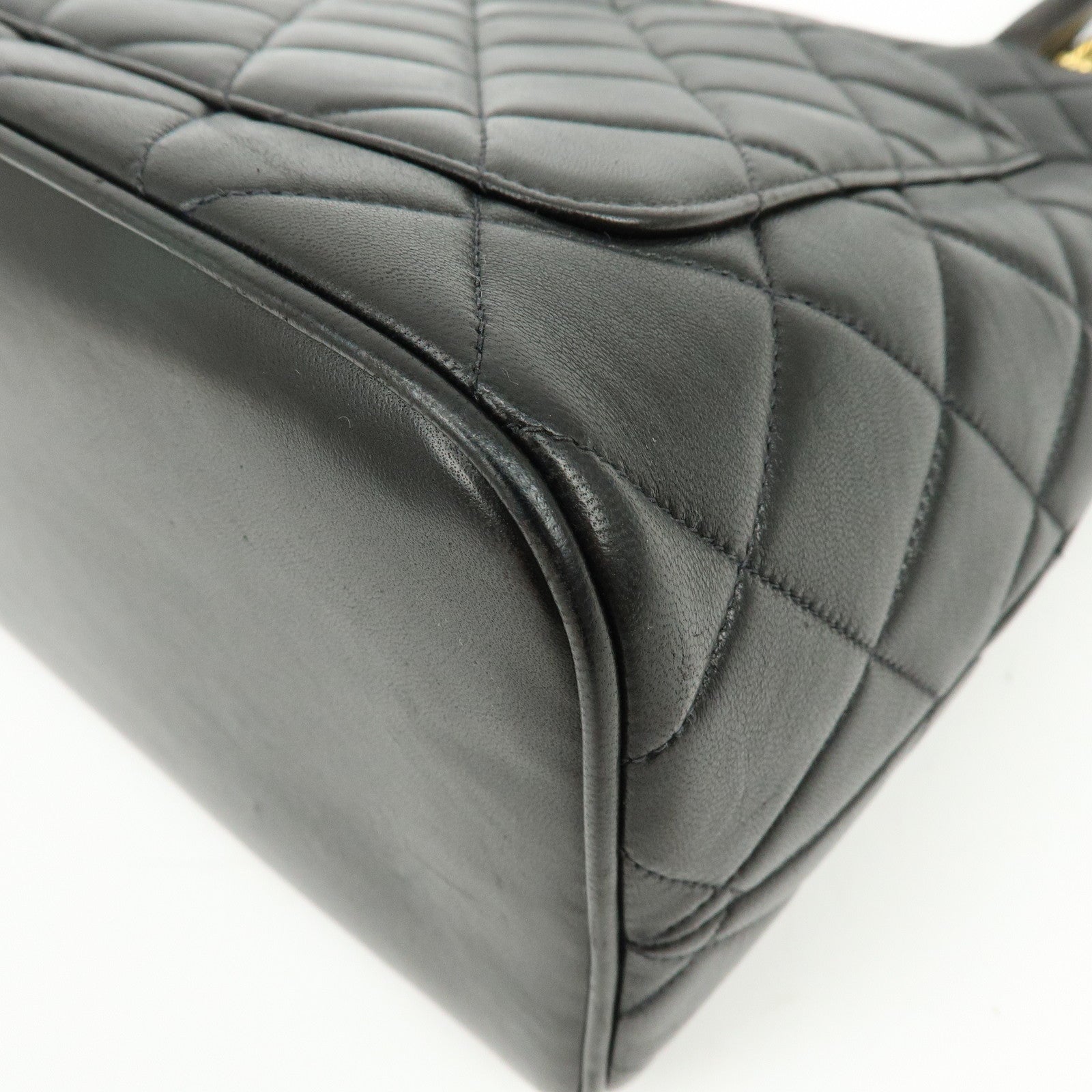 CHANEL Matelasse COCO Mark Calf Skin Medallion Tote Bag Black A01804