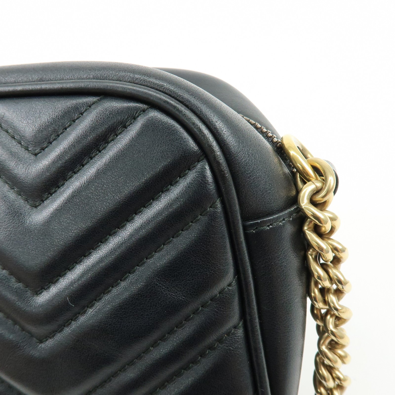 GUCCI GG Marmont Leather Shoulder Bag Crossbody Bag Black 447632