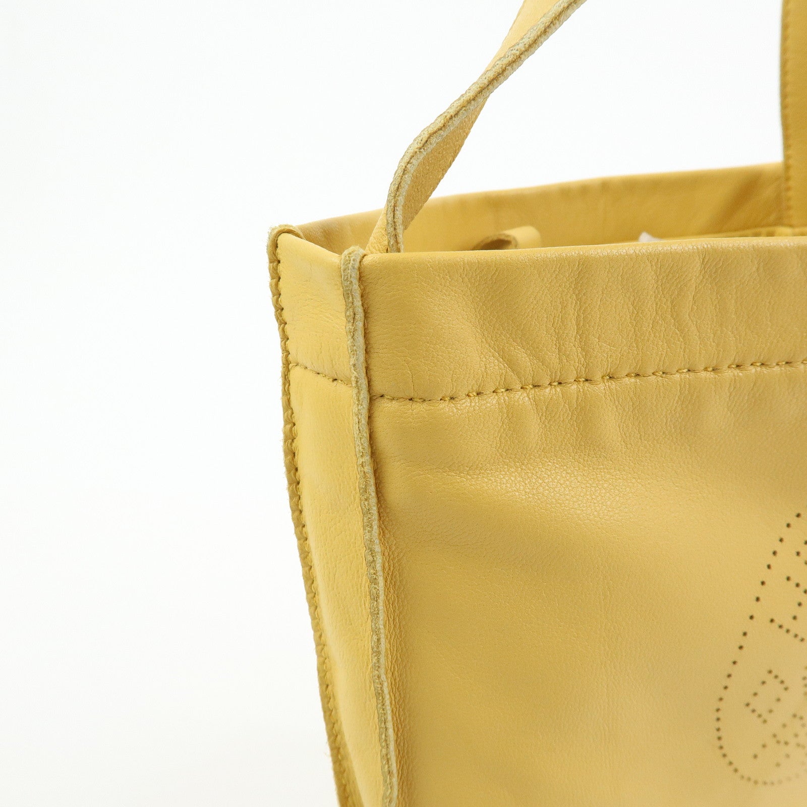 HERMES Clou de Selle Lamb Skin Shoulder Bag  □Q Stamped Yellow