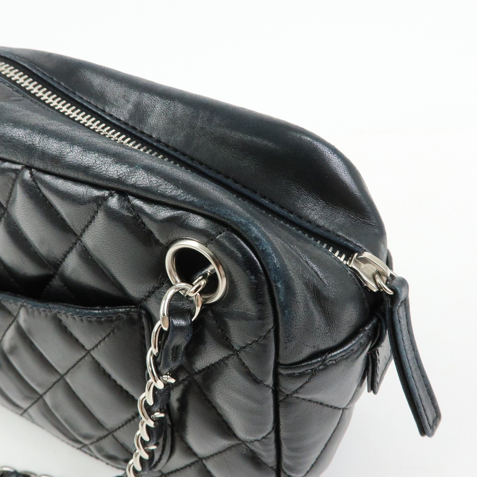 CHANEL COCO Mark Matelasse Lamb Skin Chain Shoulder Bag Hand Bag Black