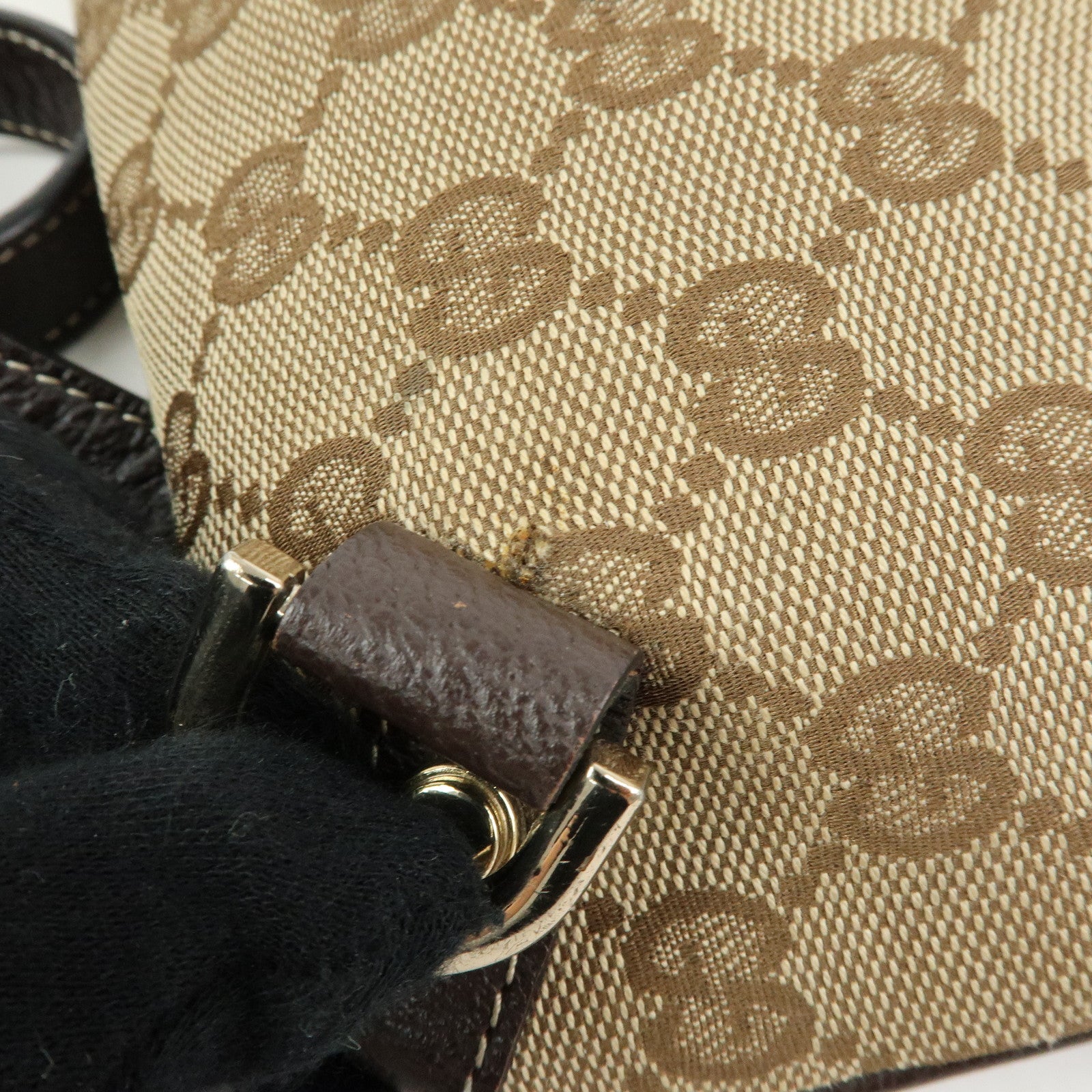 GUCCI Abbey GG Canvas Leather Shoulder Crossbody Bag Brown 131326