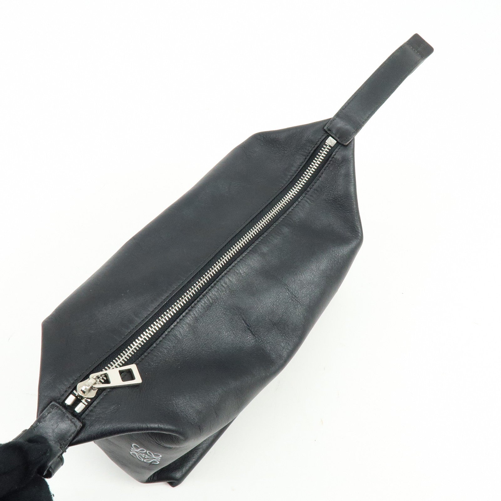 LOEWE Anagram Nappa Leather Hand Bag Pouch Black