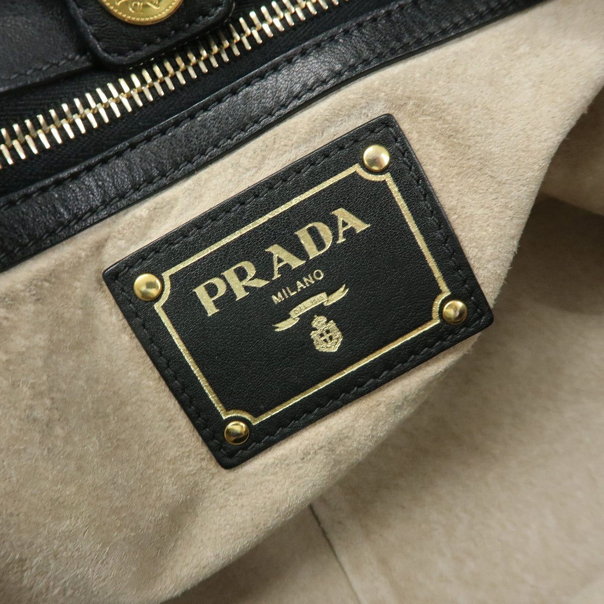 PRADA Soft Calf Leather Tote Bag Shoulder Bag Black BR4691