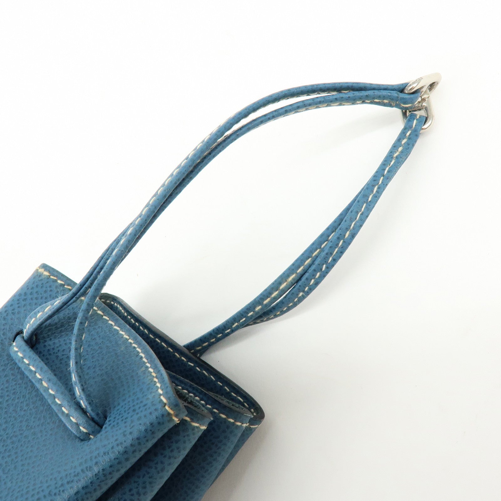 HERMES Courchevel Leather Pouch Blue Jean □G Stamped Blue Jean
