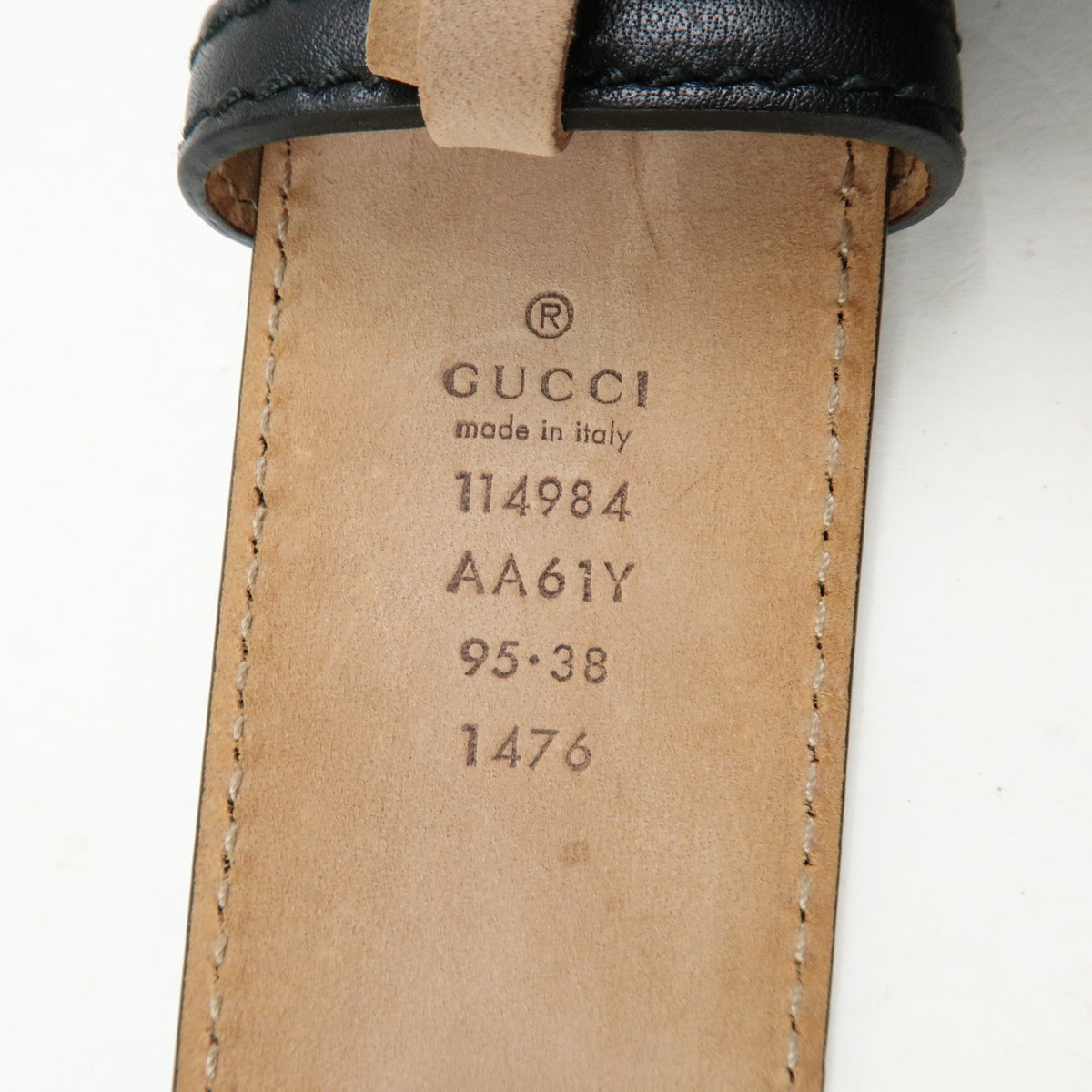 GUCCI Interlocking G Guccissima Leather Belt Black Silver 114984