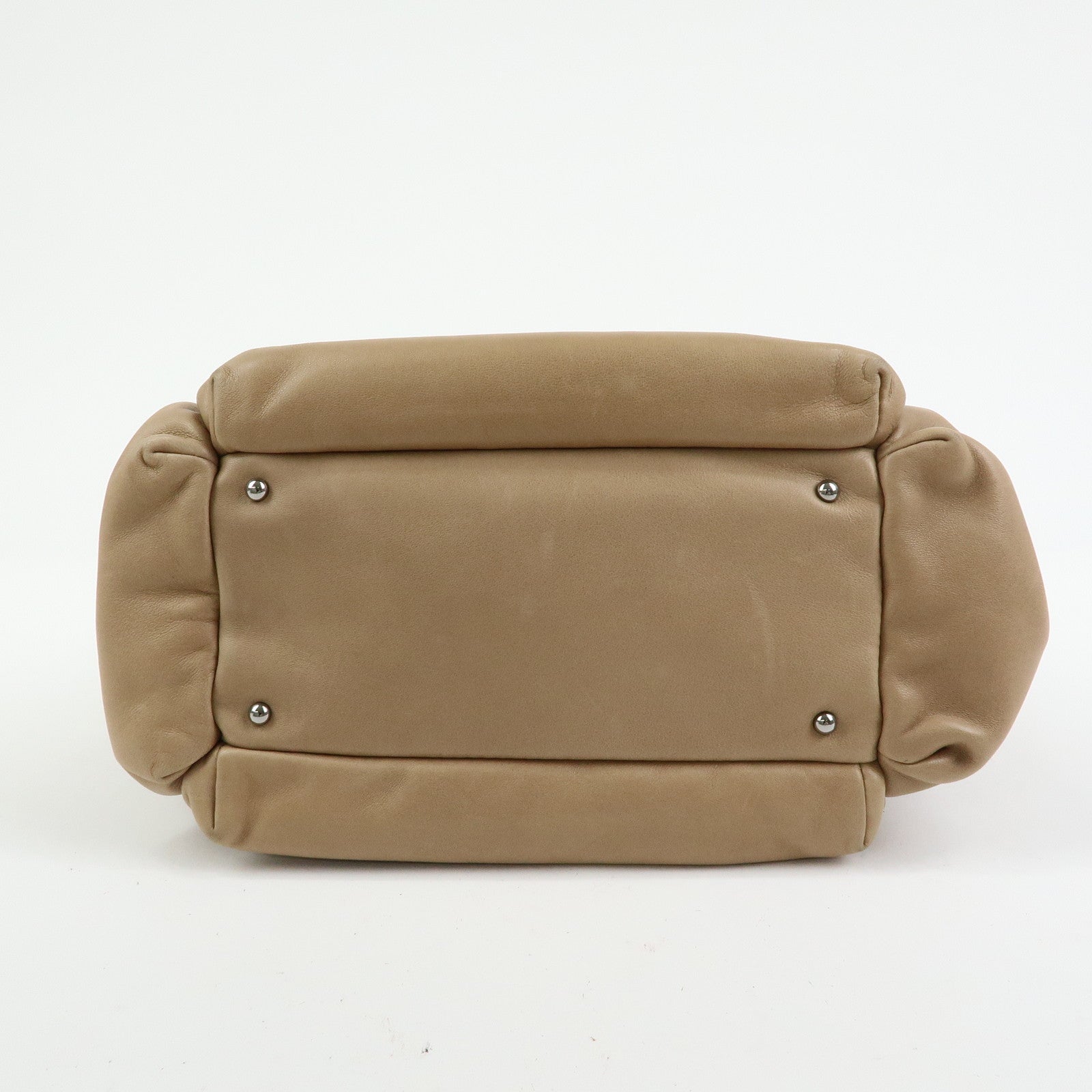 CHANEL LAX Accordion Lamb Skin Chain Shoulder Bag Hand Bag Beige