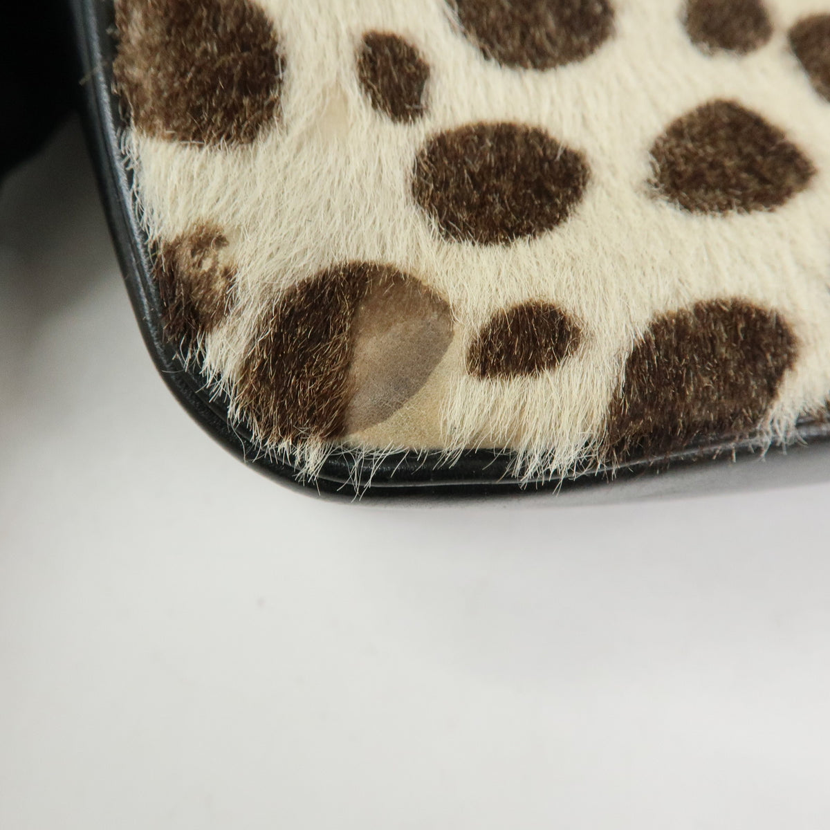 SAINT LAURENT PARIS Pony Hair Leather Leopard Shoulder Bag Beige Brown