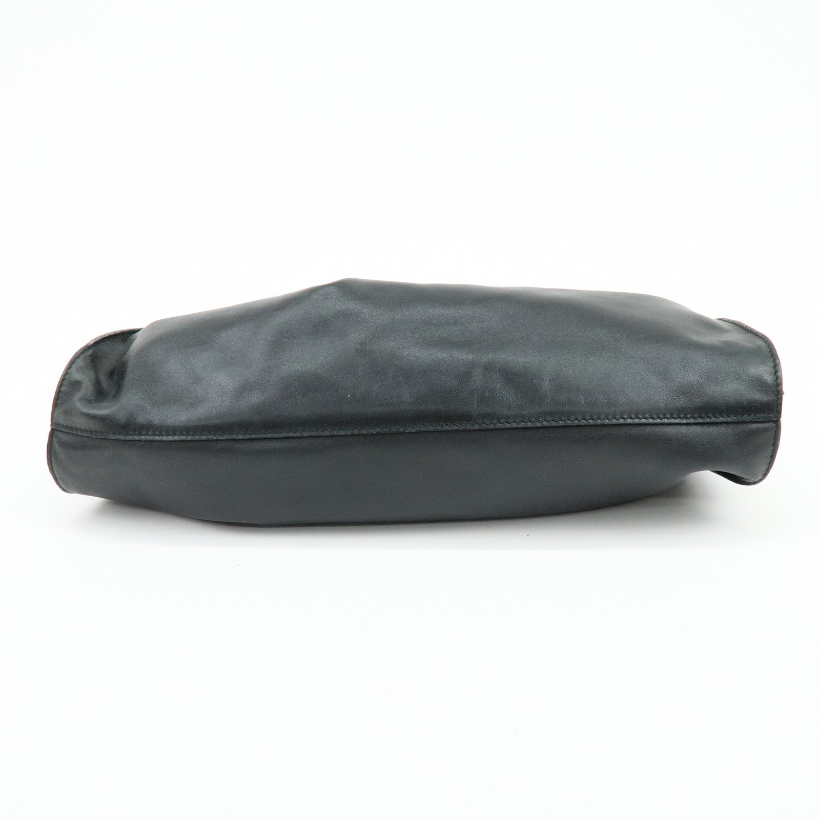 GUCCI Leather Ruched Bag Shoulder Bag Hand Bag Black 76553