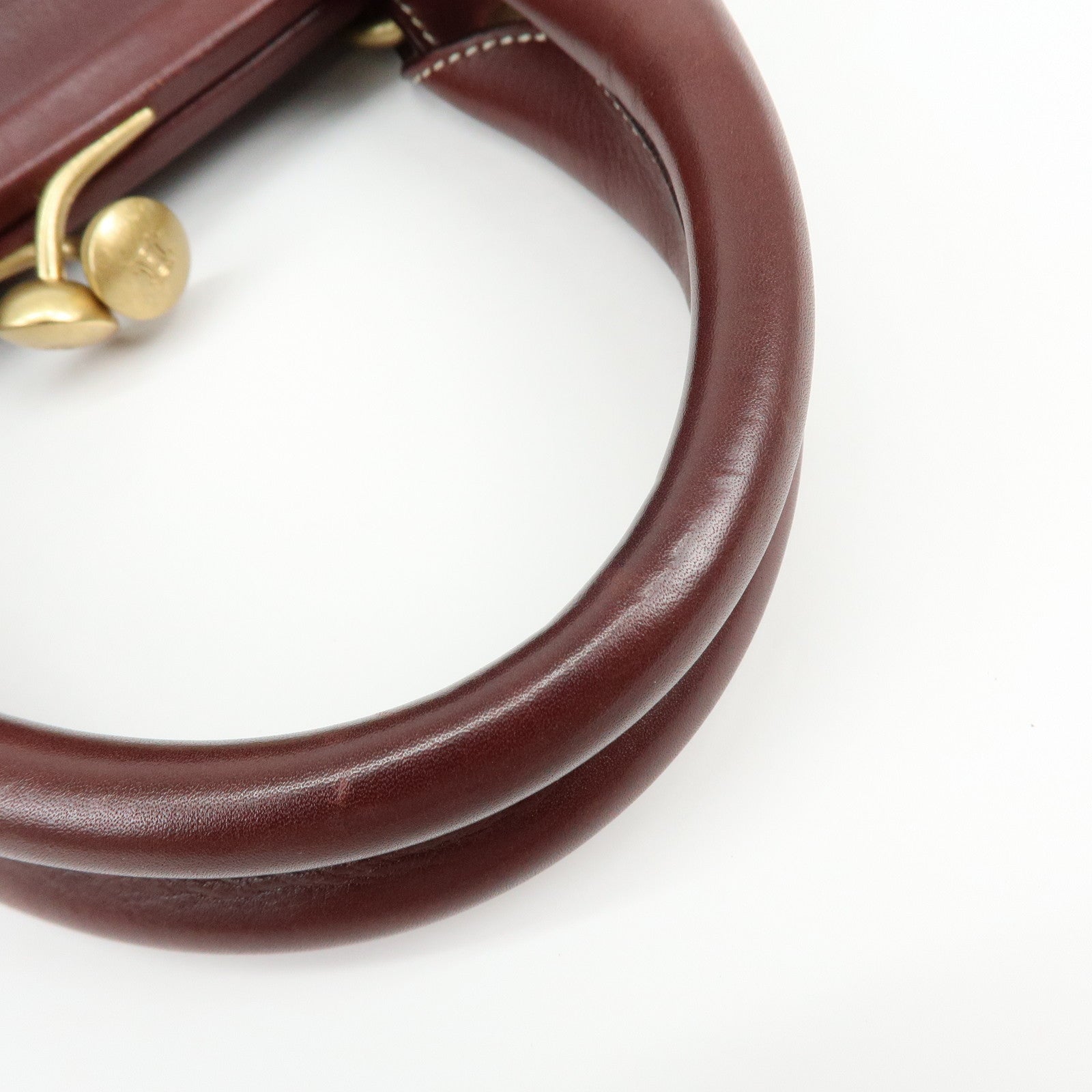 CELINE Boogie Bag Leather Kiss Lock Hand Bag Bordeaux