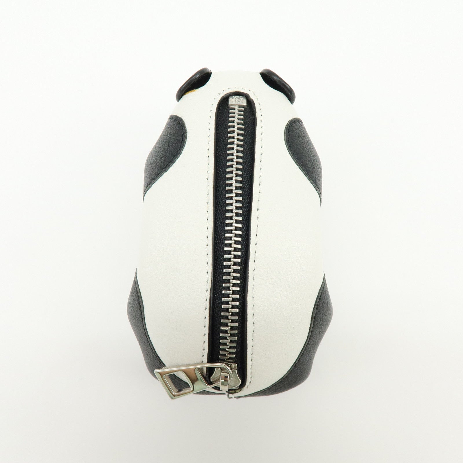 LOEWE PANDA Animal Leather Coin Case Coin Purse White Black