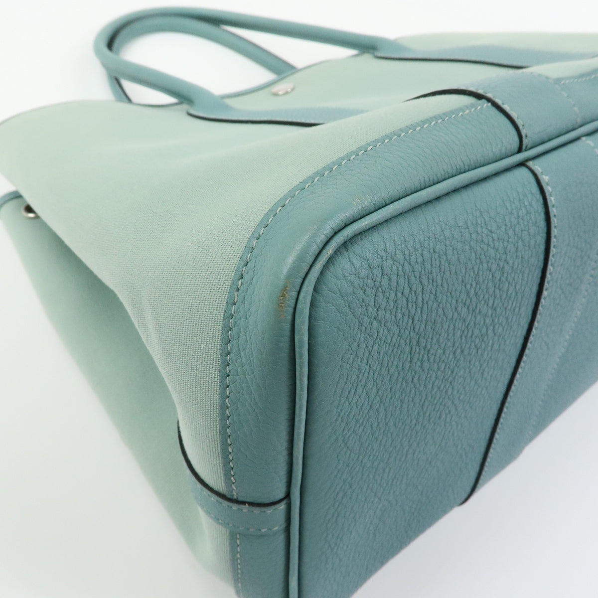 HERMES Garden Party PM Toile Officier N Stamped Tote Bag Sage Green