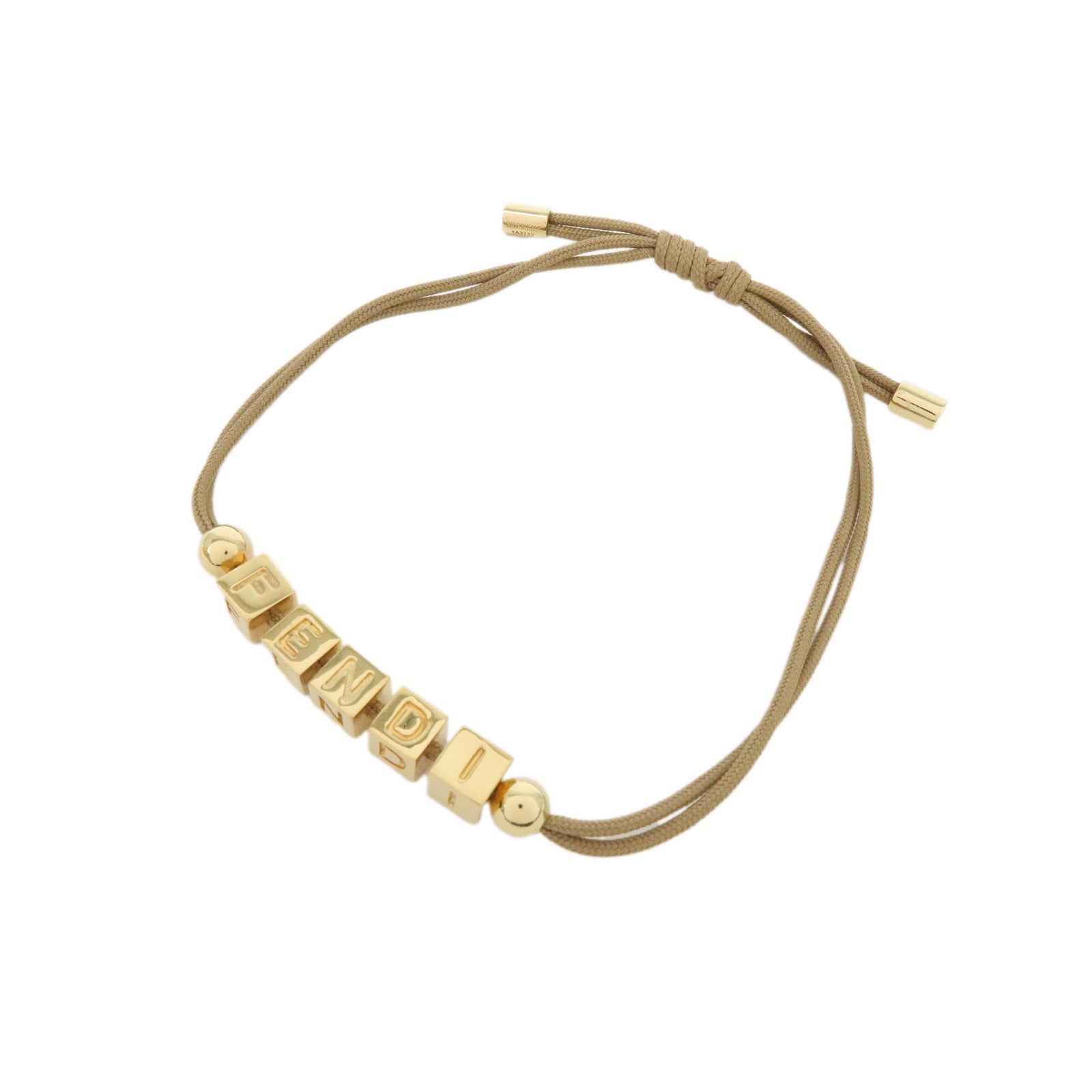 FENDI Logo Cube Graffiti Metal Bracelet Gold Brown