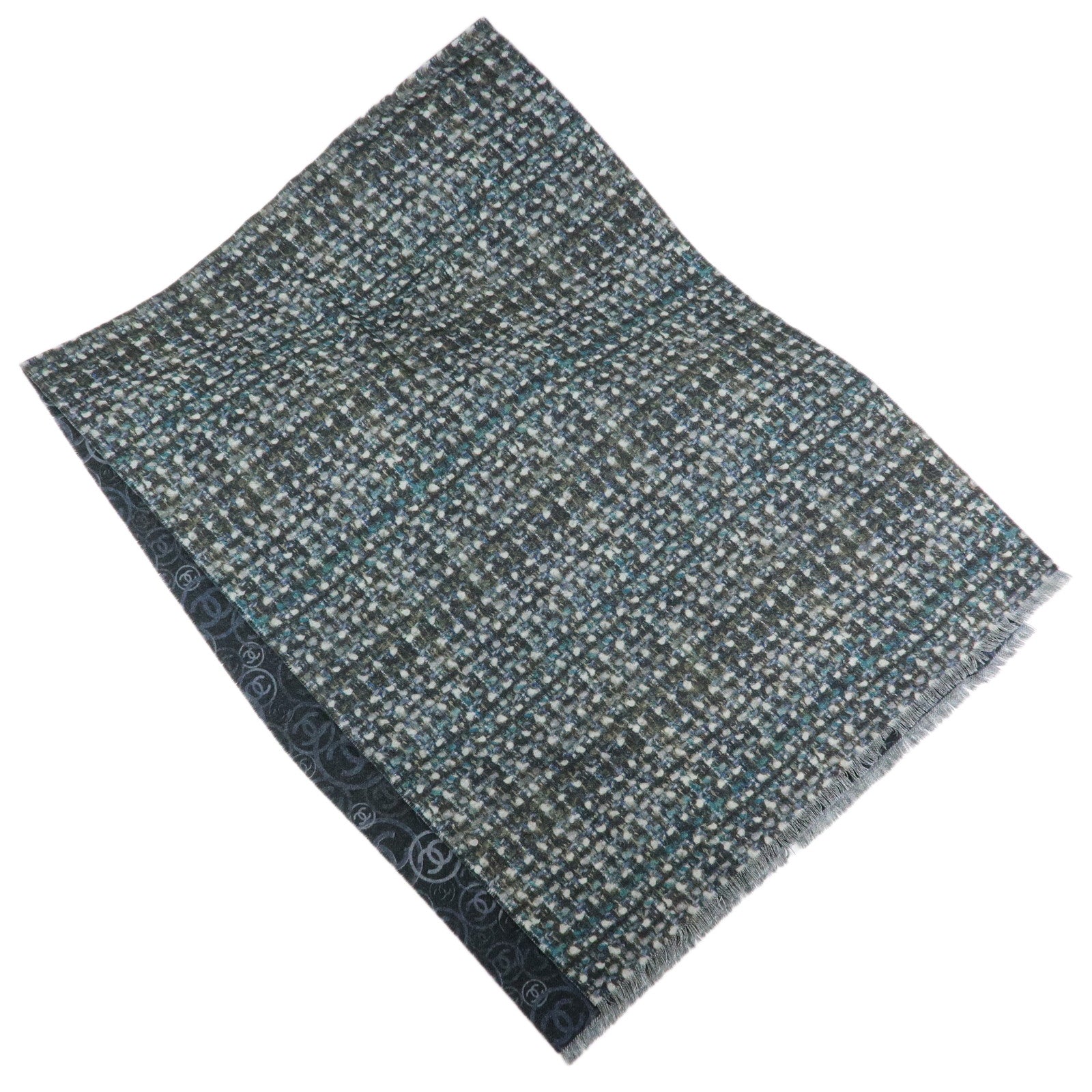 CHANEL COCO Mark Cashmere 100% Scarf Stole Shawl Navy