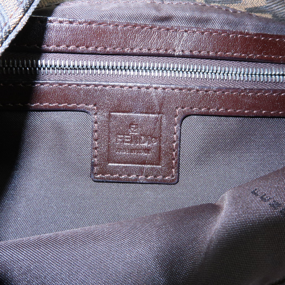 FENDI Zucca Canvas Leather Shoulder Bag Hand Bag Black Brown 26569
