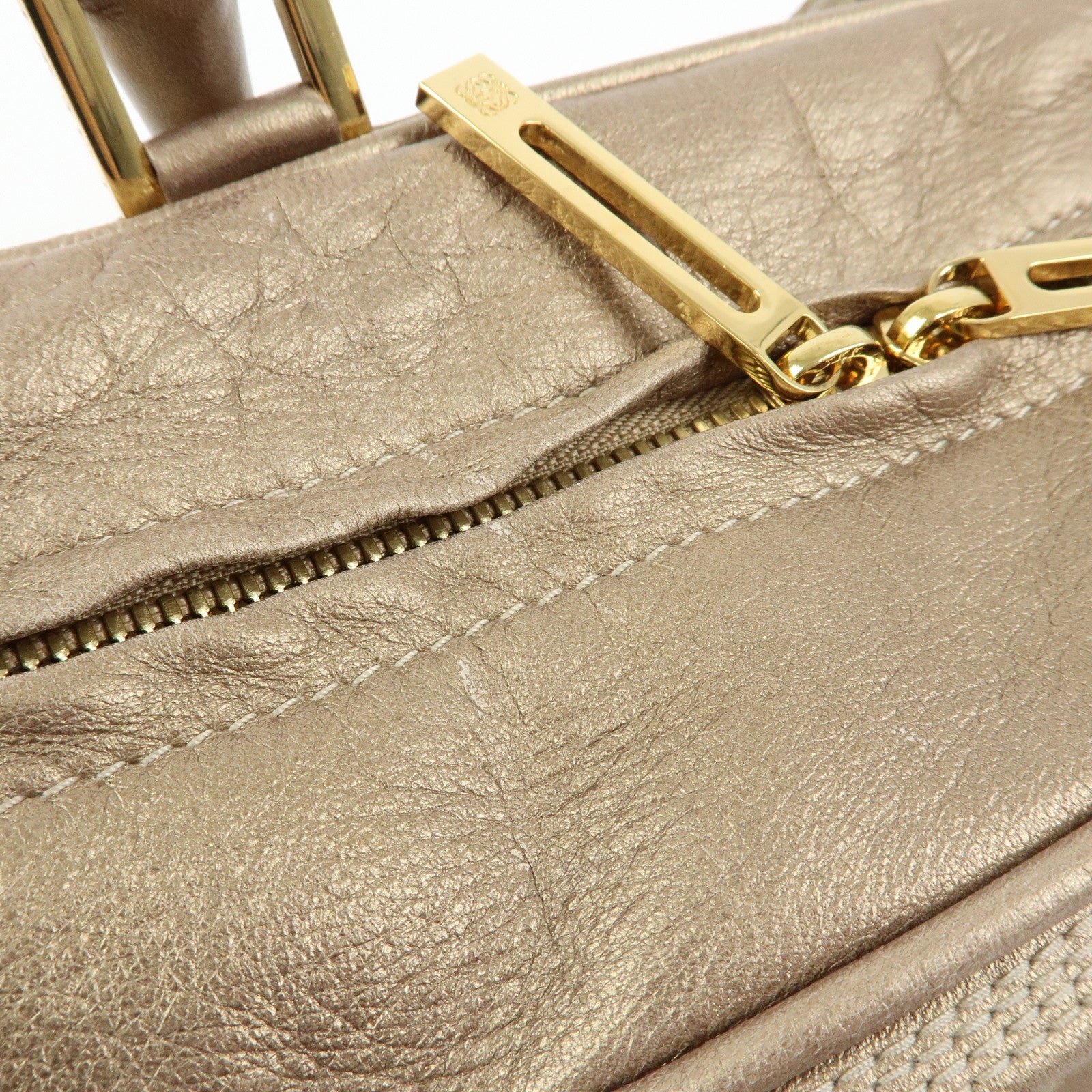 LOEWE Amazona 28 Nappa Leather Hand Bag Boston Bag Gold