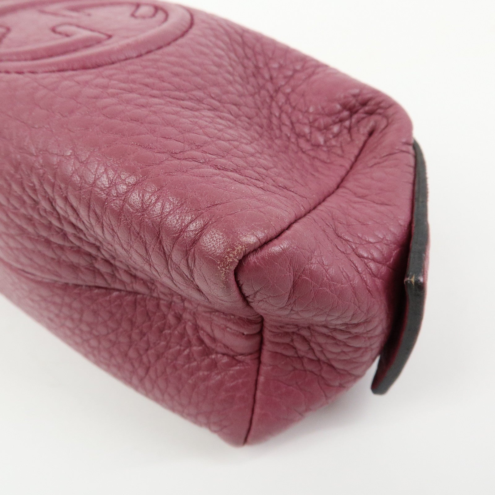 GUCCI Interlocking G SOHO Leather Cosmetic Pouch Makeup Case 308634