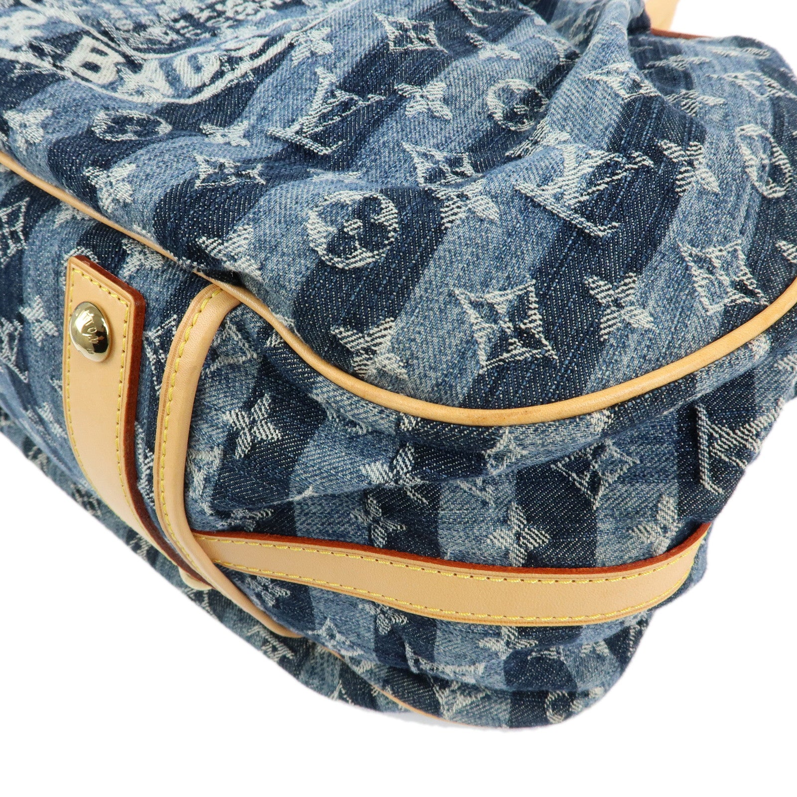 Louis Vuitton Monogram Denim Cabas Raye GM 2Way Hand Bag Blue M95336