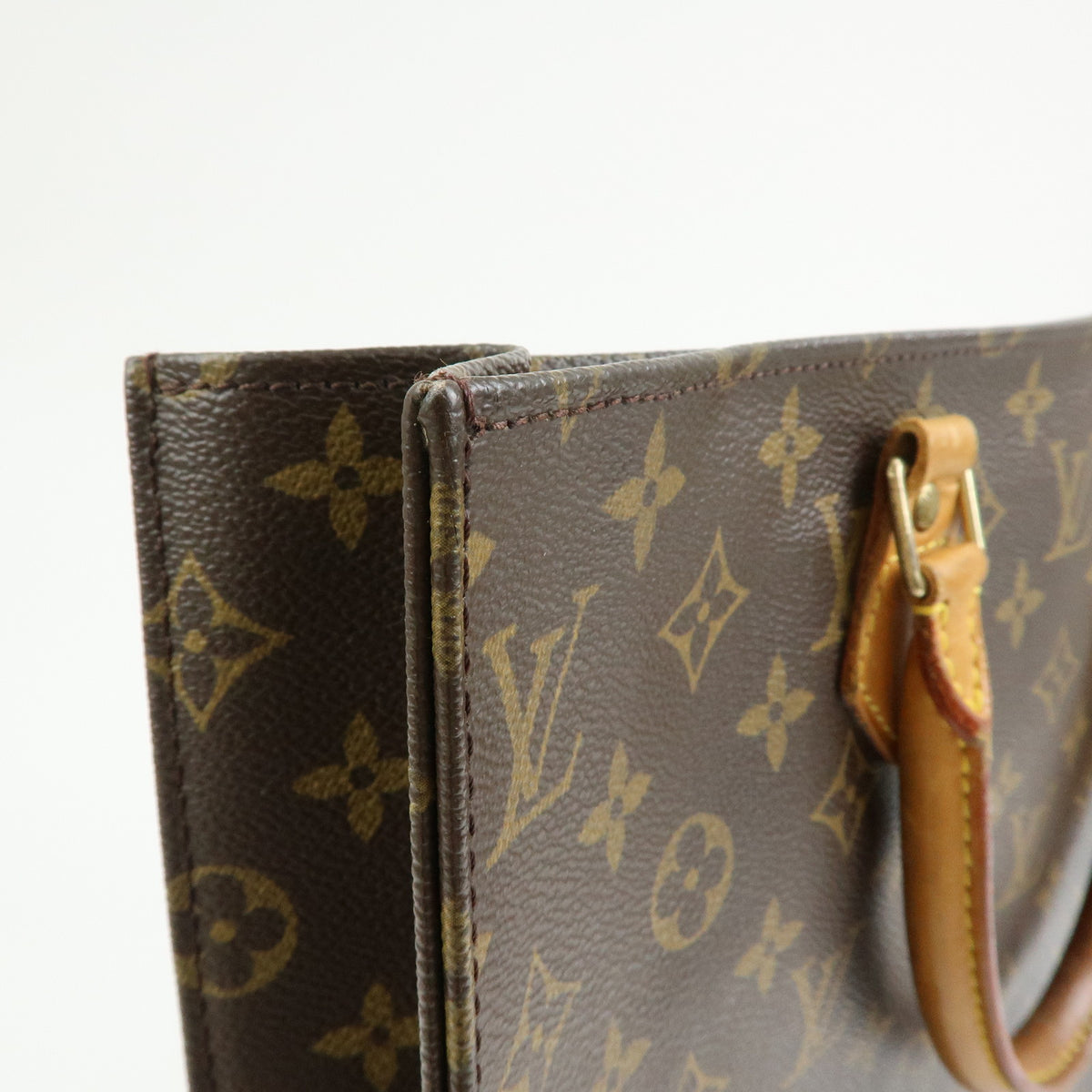 Louis Vuitton Monogram Sac Plat Tote Bag Hand Bag Brown M51140