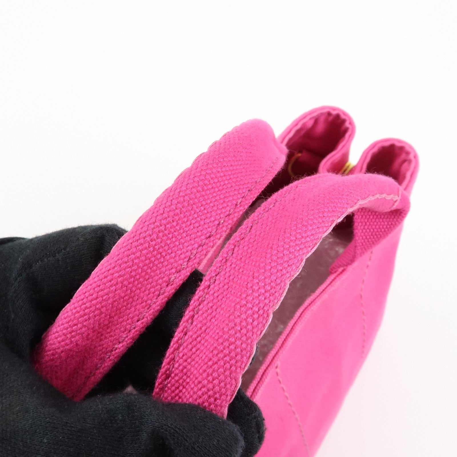 PRADA Triangle Logo Canapa Mini Canvas 2Way Hand Bag Pink B2439G